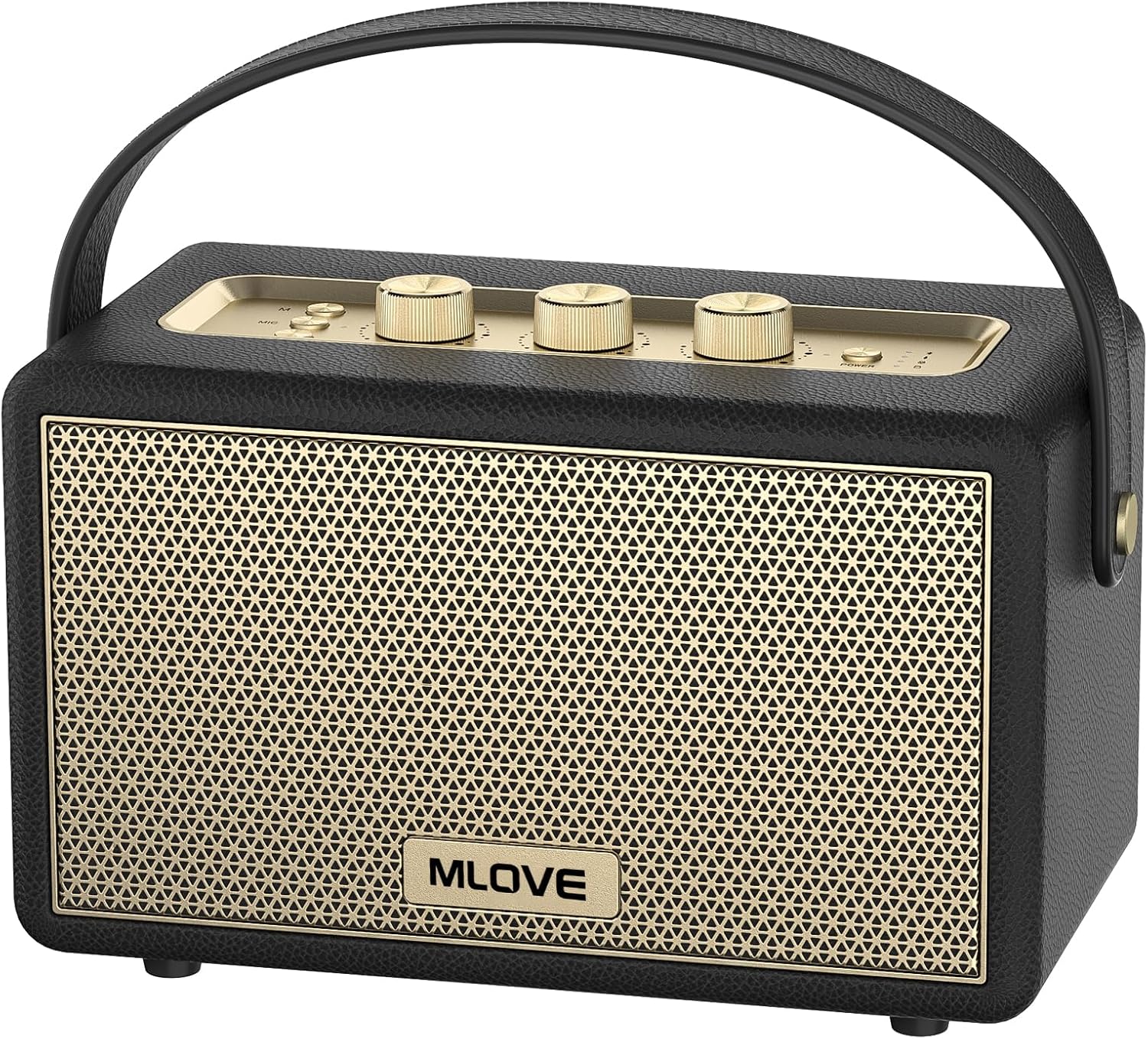 PARLANTE PORTÁTIL MLOVE A200 BLUETOOTH RETRO NEGRO Y DORADO - 1