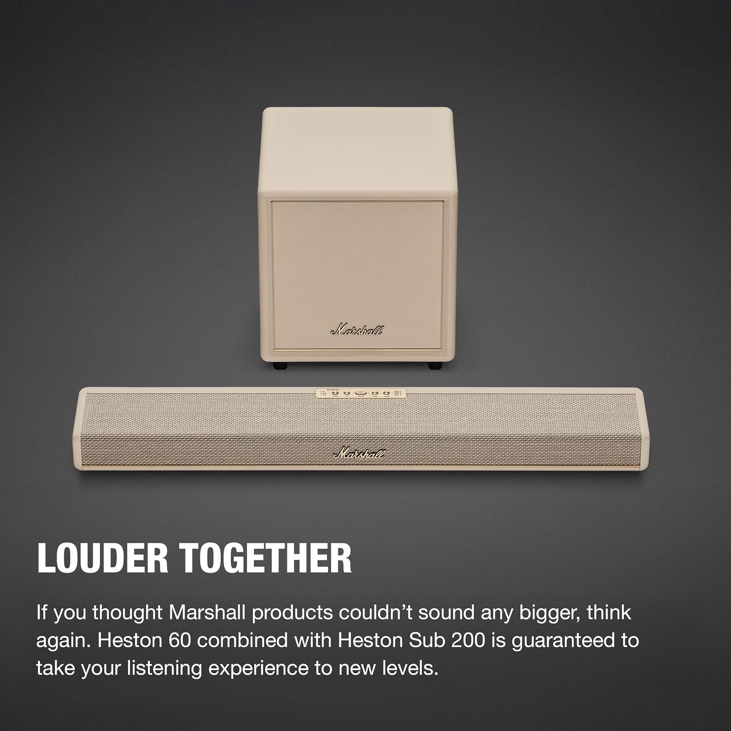 BARRA DE SONIDO MARSHALL HESTON 60 CON DOLBY ATMOS COLOR CREMA - 3