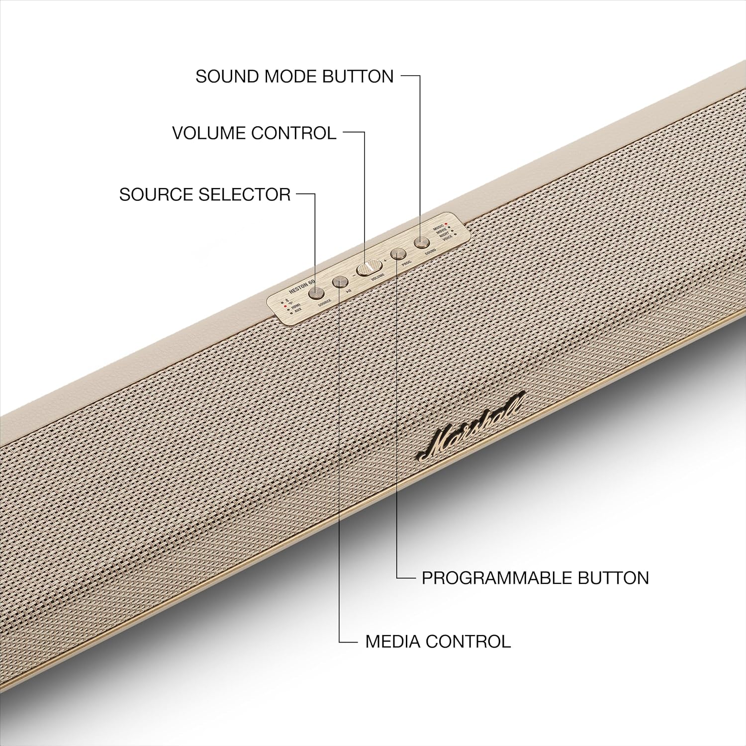 BARRA DE SONIDO MARSHALL HESTON 60 CON DOLBY ATMOS COLOR CREMA - 4