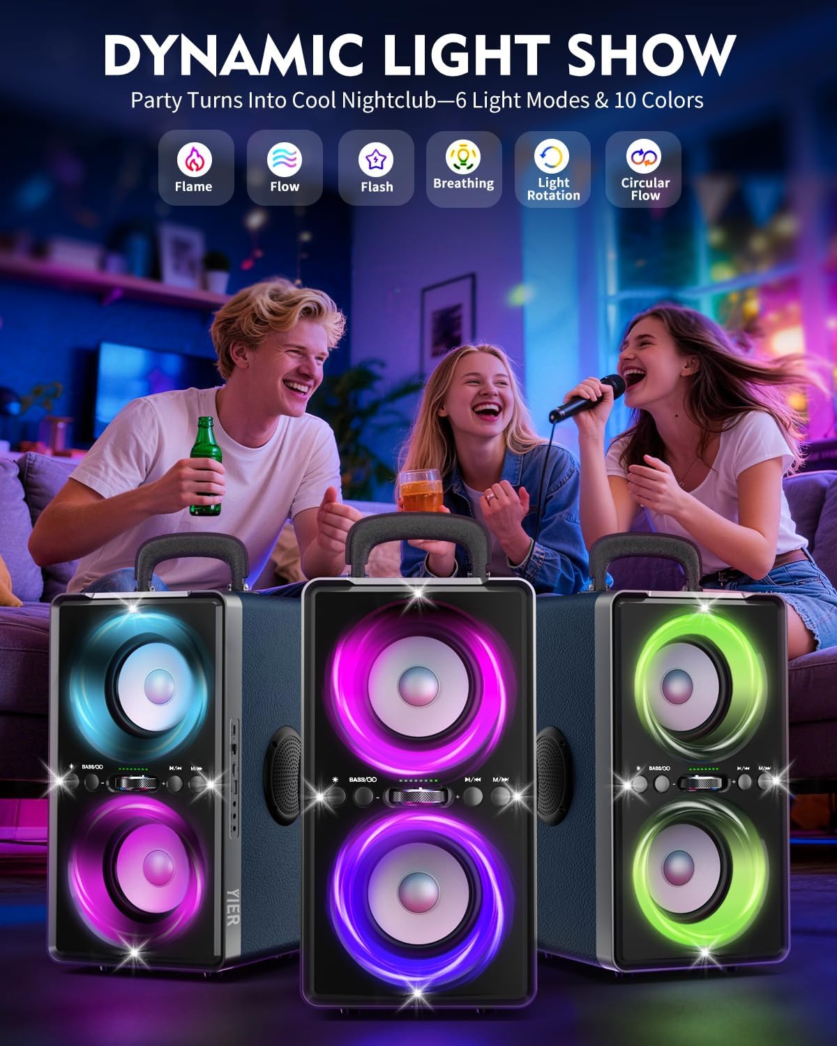PARLANTE BLUETOOTH YIER 240W AZUL - 3