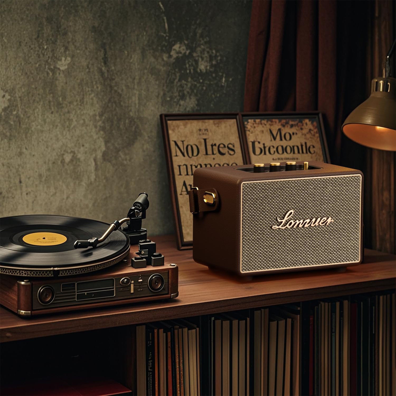 PARLANTE PORTÁTIL BLUETOOTH LONZUER VINTAGE MADERA 80W MARRÓN - 5