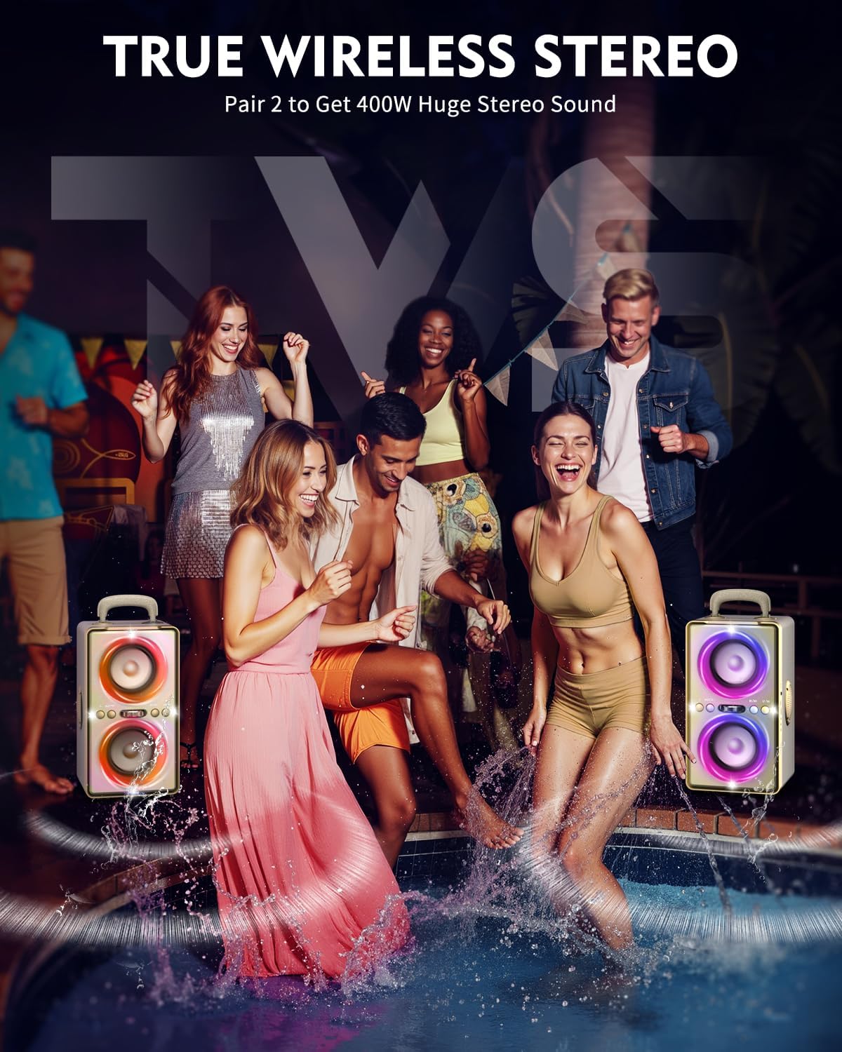 PARLANTE BLUETOOTH YIER 240W BLANCO CON BASSUP Y LUCES RGB - 5