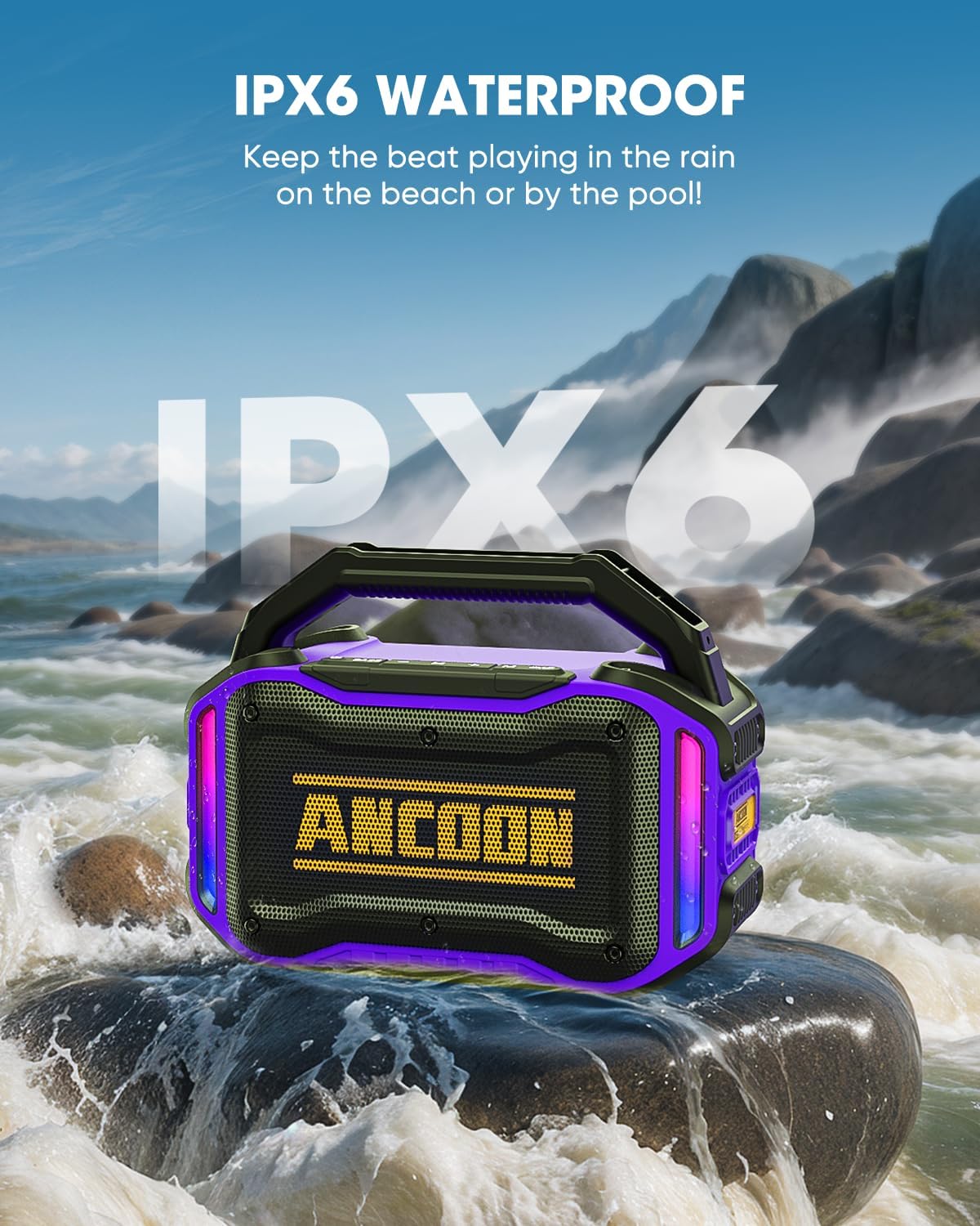 PARLANTE PORTÁTIL ANCOON BLUETOOTH 80W IPX6 MORADO - 3