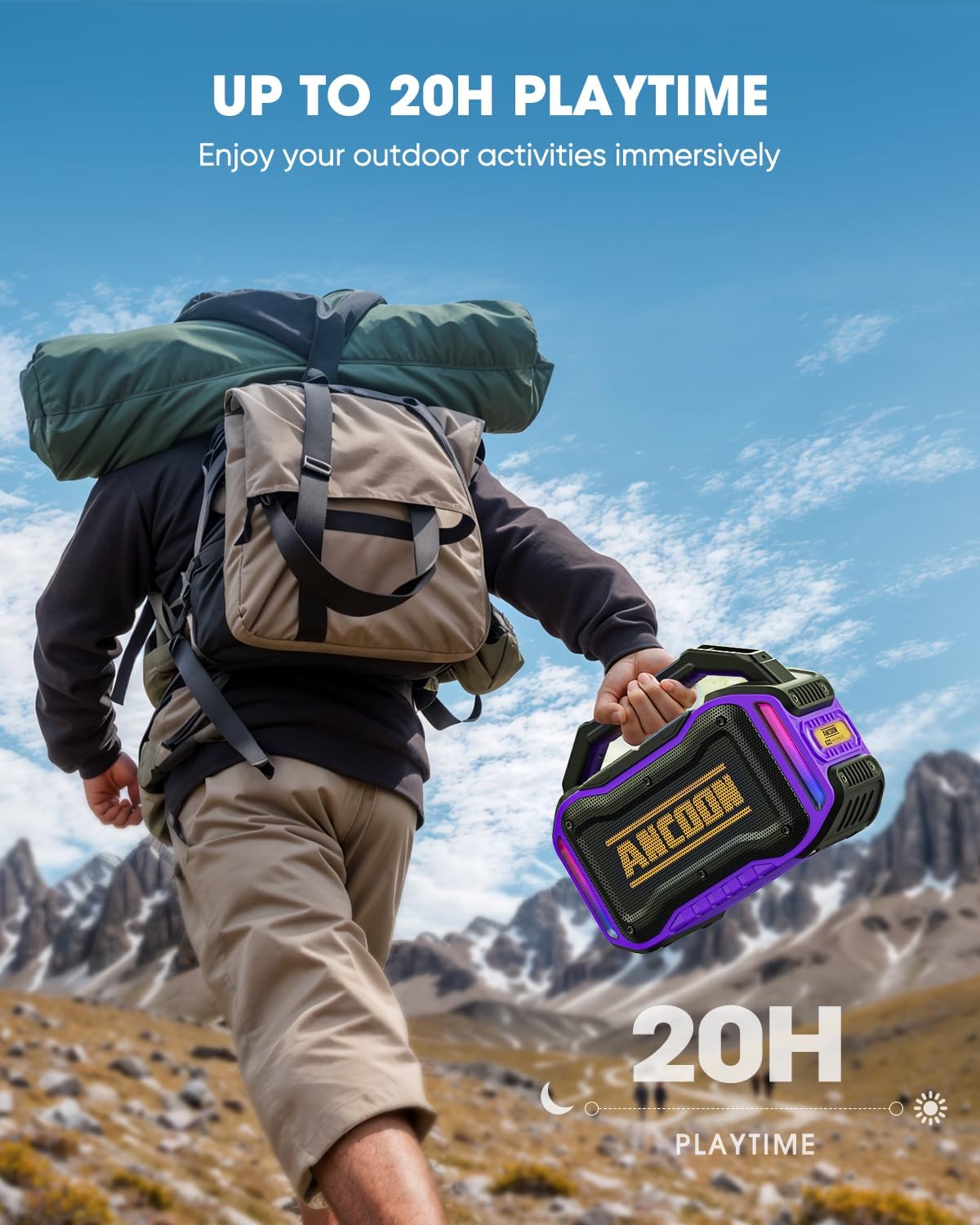 PARLANTE PORTÁTIL ANCOON BLUETOOTH 80W IPX6 MORADO - 5