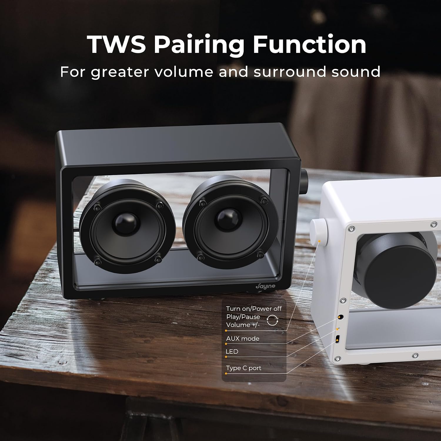 PARLANTE PORTÁTIL JAYINE CASSETTE BLUETOOTH 16W NEGRO - 3