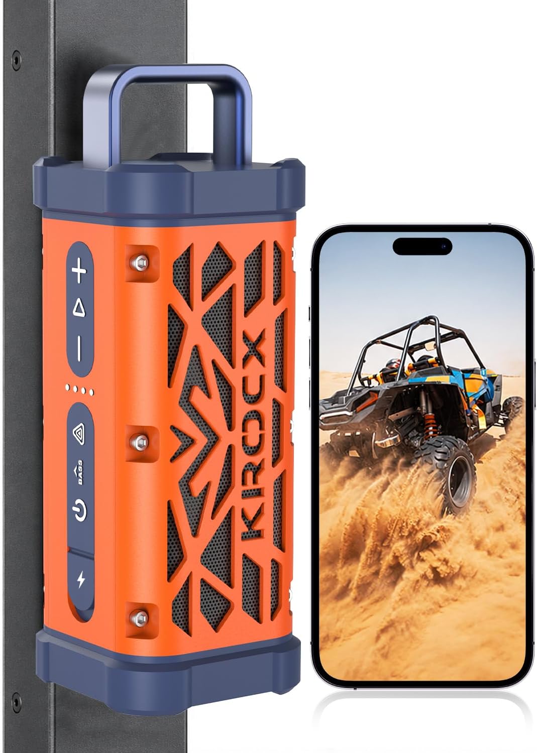 PARLANTE PORTÁTIL KROCX TRAVOR BLUETOOTH MAGNÉTICO IMPERMEABLE BLAZE ORANGE - 1