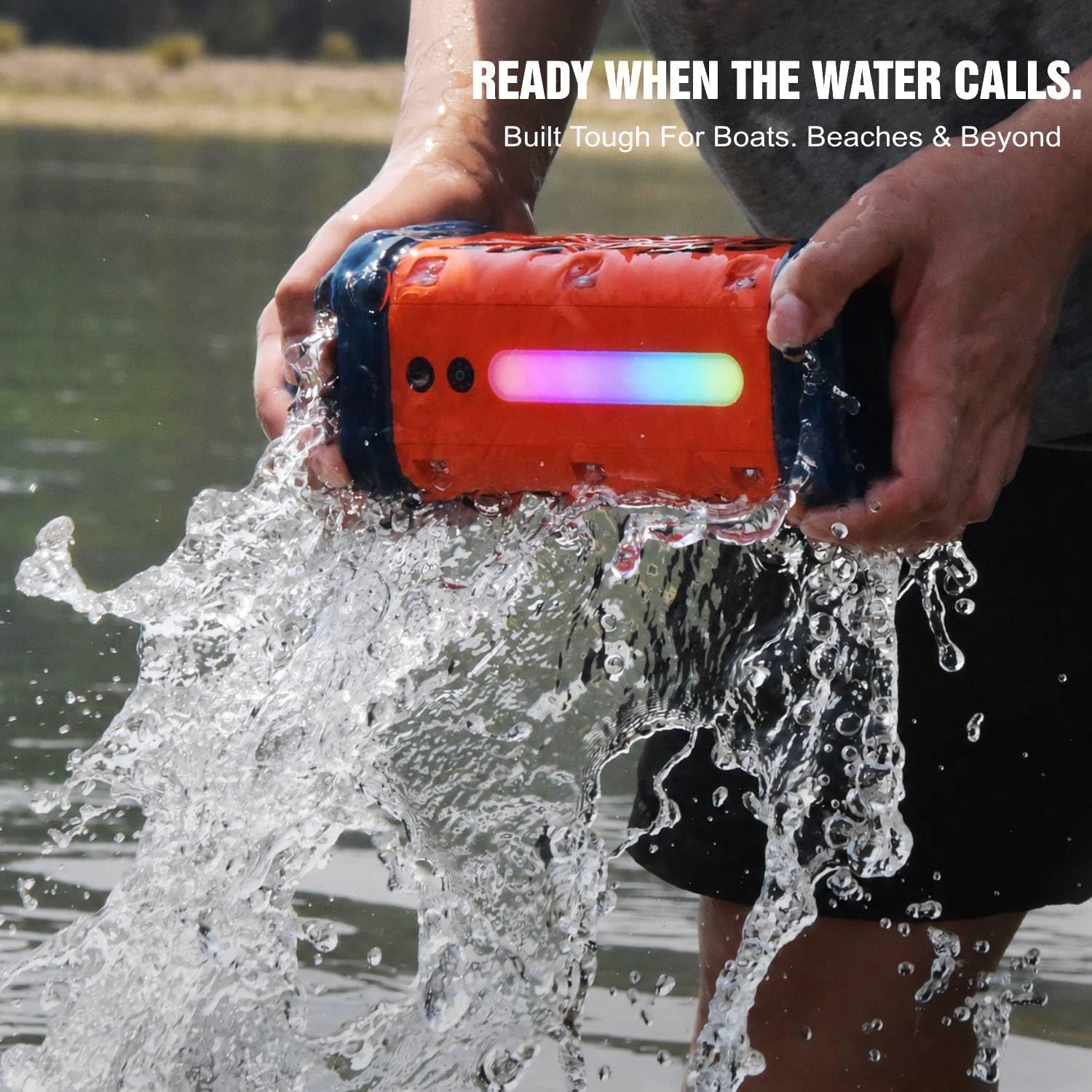 PARLANTE PORTÁTIL KROCX TRAVOR BLUETOOTH MAGNÉTICO IMPERMEABLE BLAZE ORANGE - 3