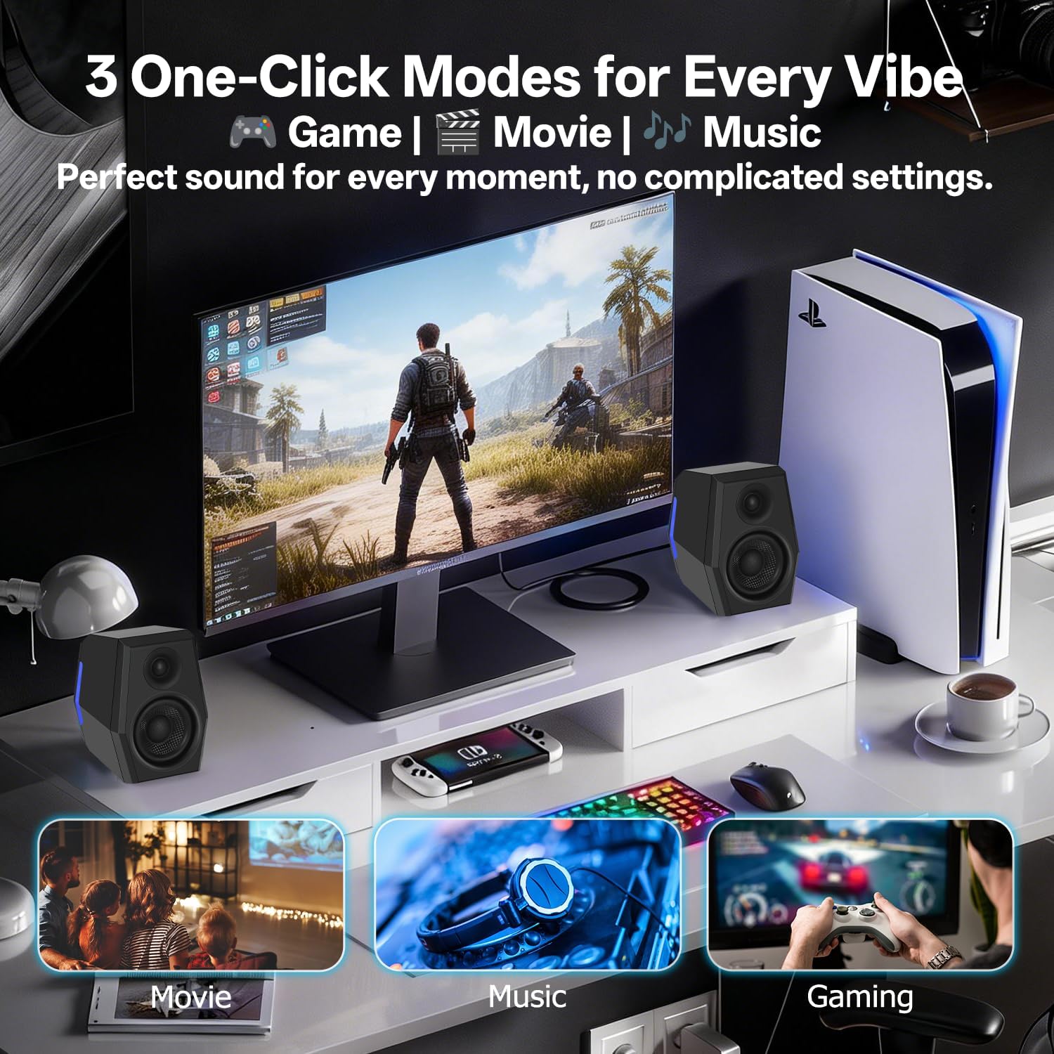 PARLANTES SANYUN SW209 36W 2.0 GAMING CON 3 MODOS DSP - 4