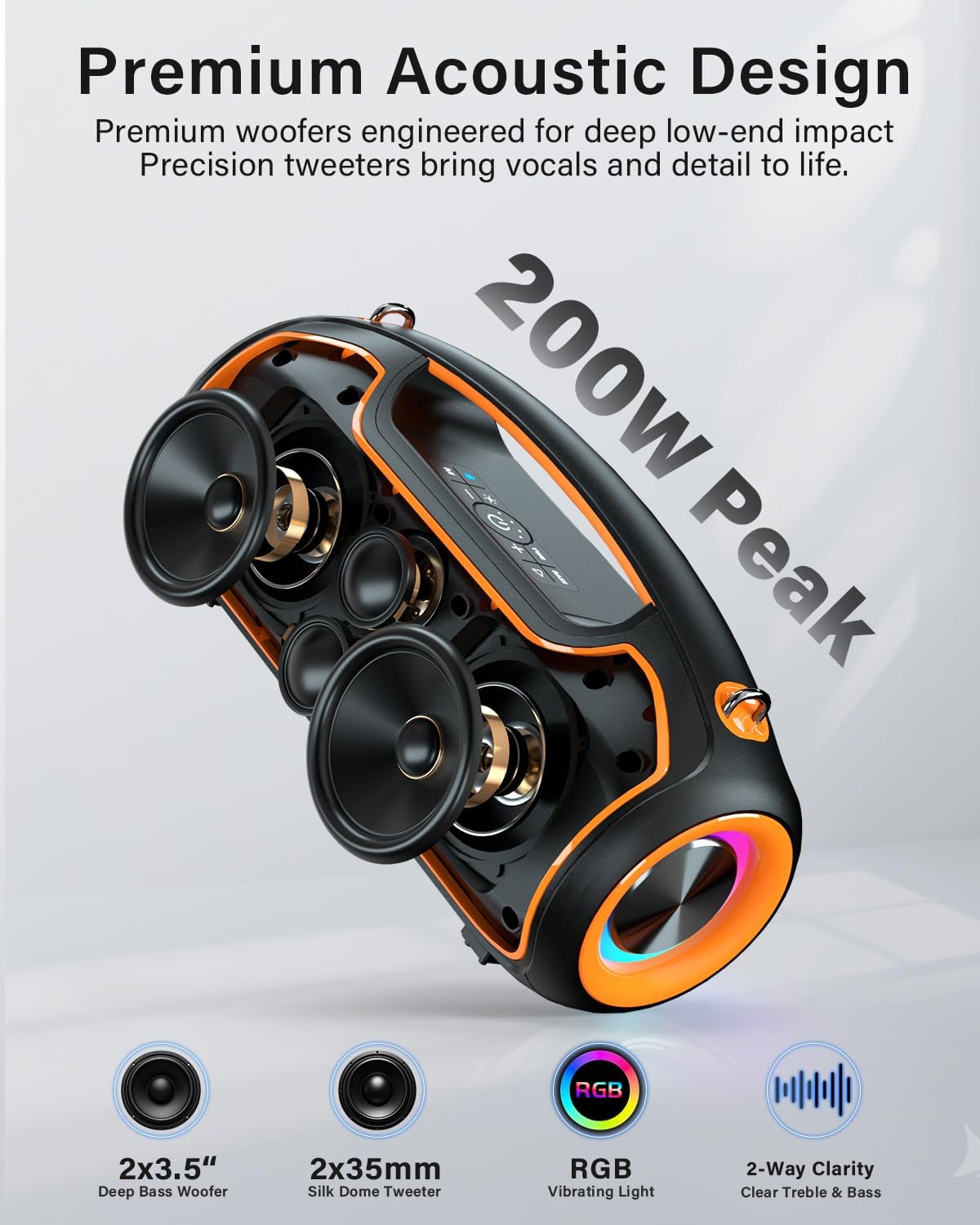 PARLANTE BLUETOOTH VUOPAX 200W PEAK PORTÁTIL CON BASS BOOST - 2