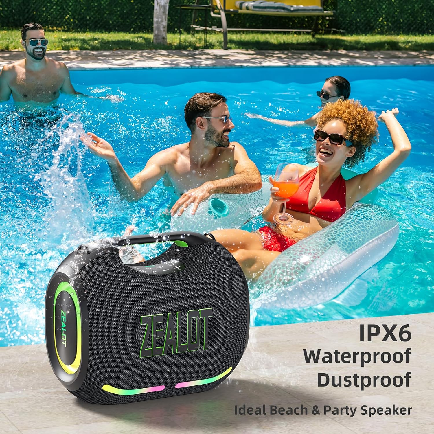 PARLANTE PORTÁTIL BLUETOOTH ZEALOT LOUD 180W CON LUZ LED - 4
