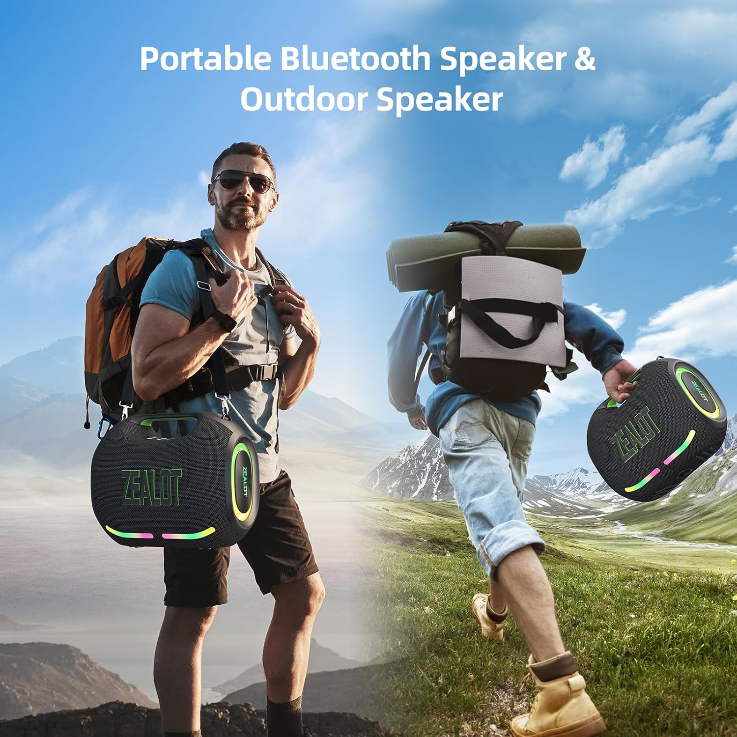 PARLANTE PORTÁTIL BLUETOOTH ZEALOT LOUD 180W CON LUZ LED - 5