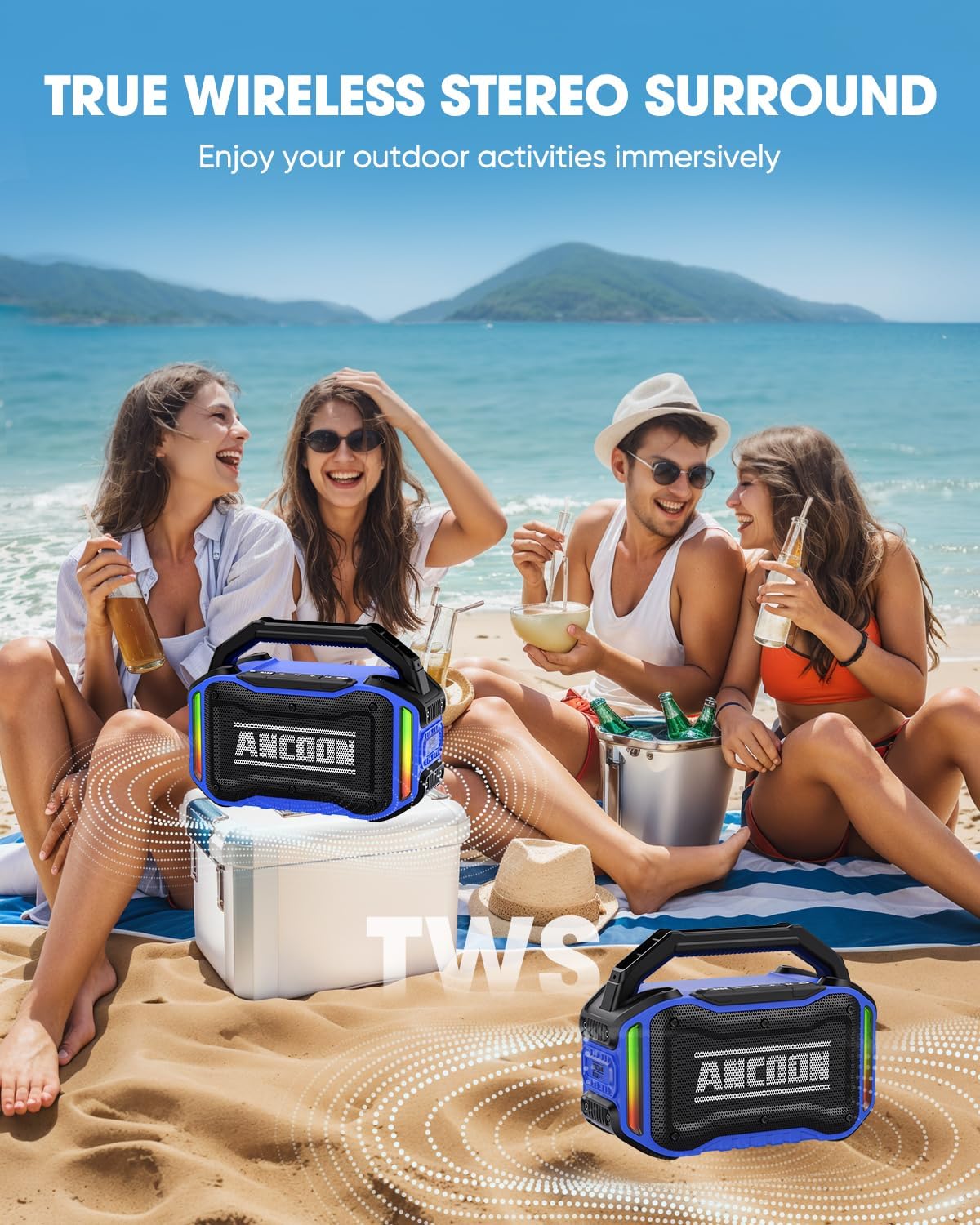 PARLANTE PORTÁTIL ANCOON BLUETOOTH 80W IPX6 AZUL - 5