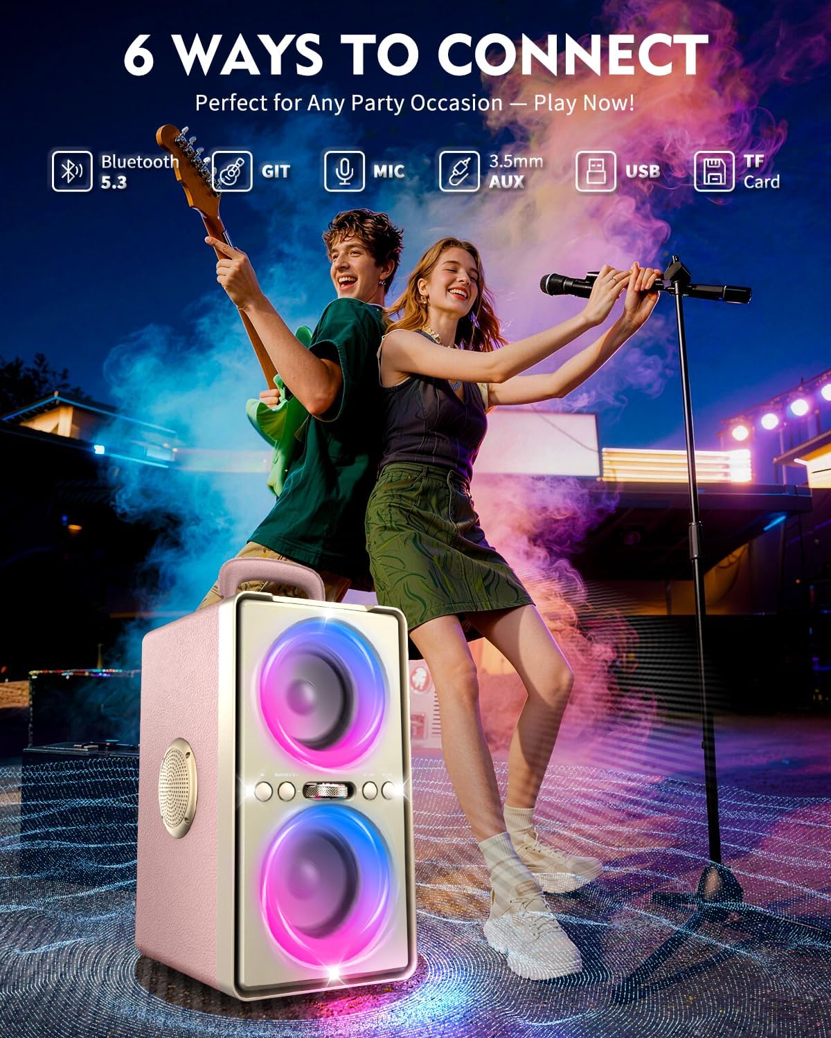 PARLANTE PORTÁTIL YIER BLUETOOTH 240W ROSA - 5