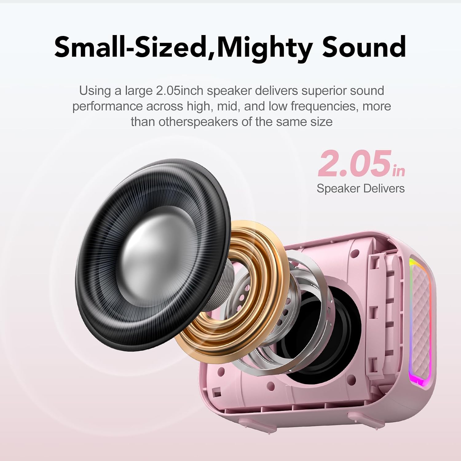 PARLANTE PORTÁTIL BLUETOOTH DBSONO IPX5 RESISTENTE AL AGUA ROSA - 2