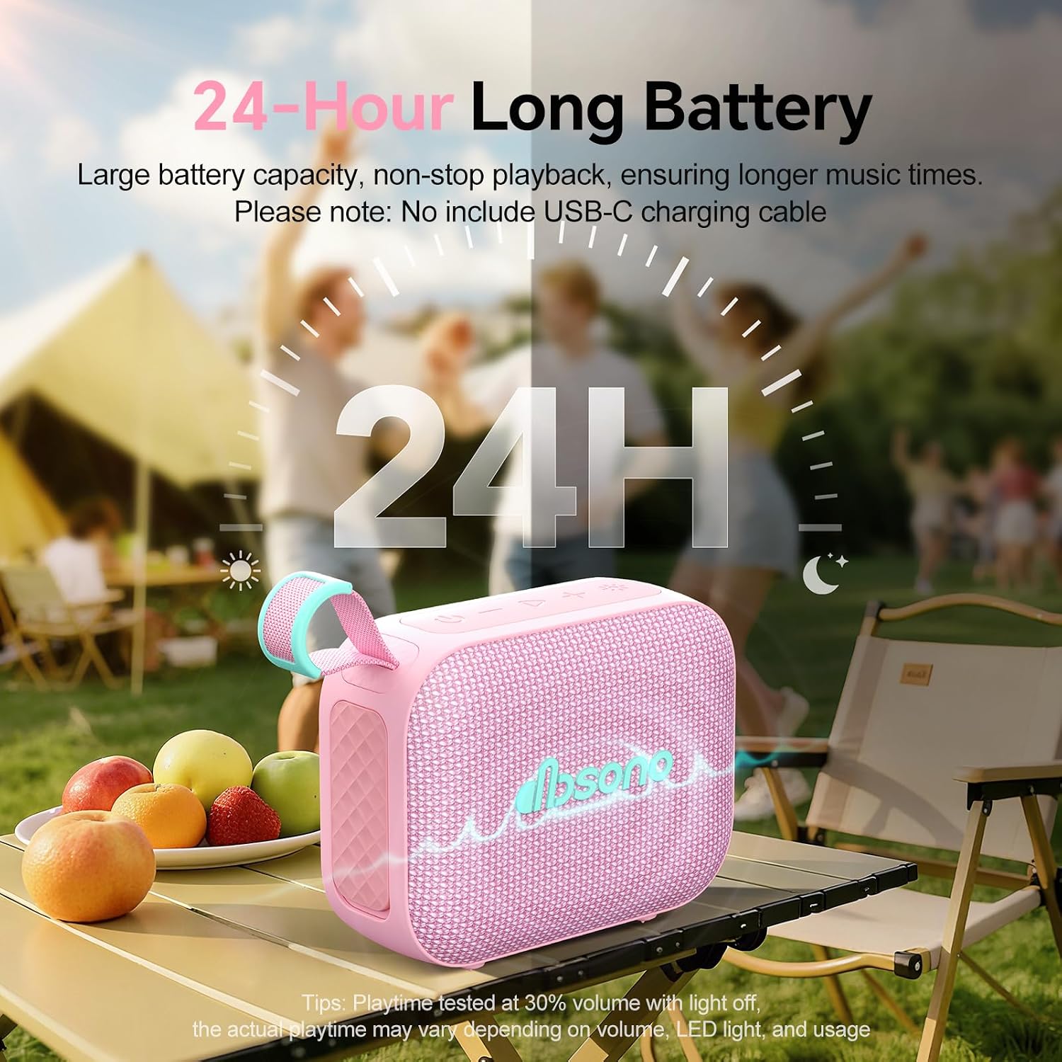PARLANTE PORTÁTIL BLUETOOTH DBSONO IPX5 RESISTENTE AL AGUA ROSA - 4