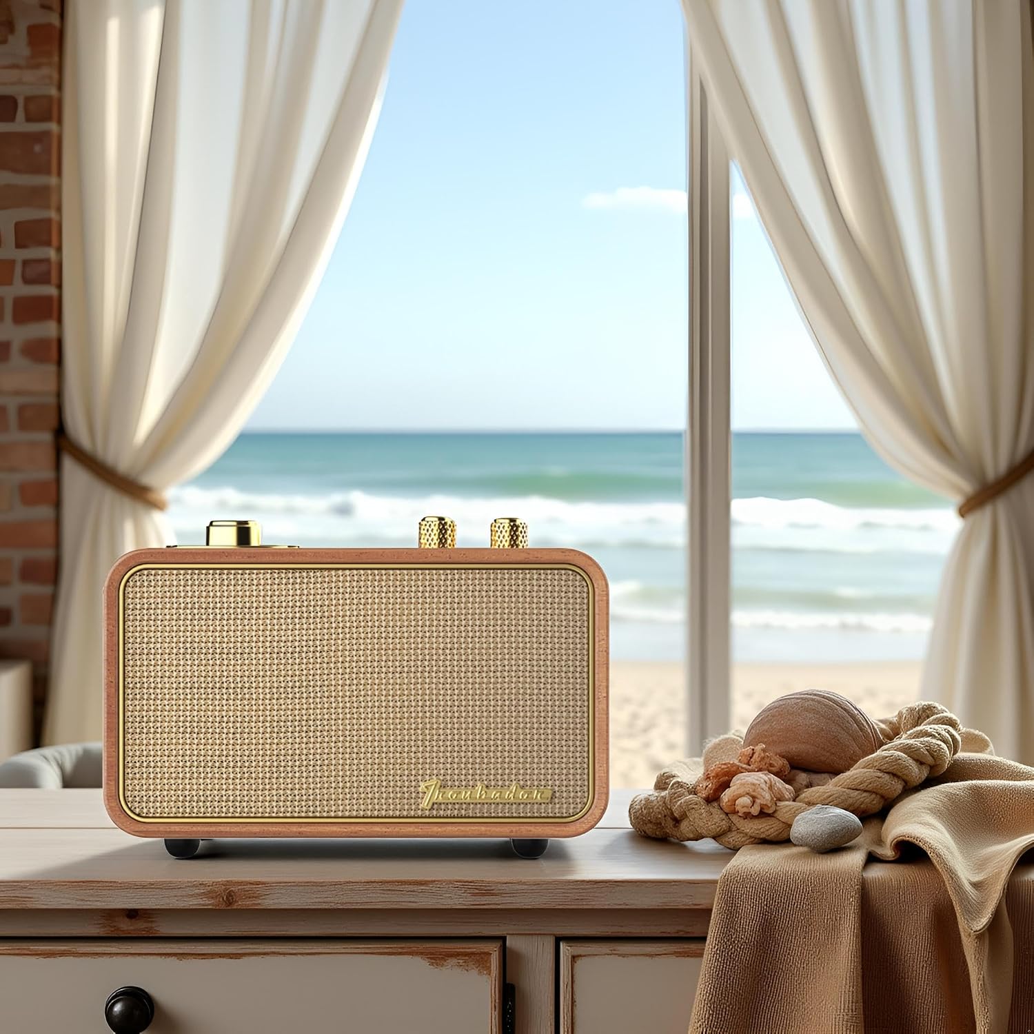 PARLANTE PORTÁTIL BLUETOOTH TRENBADER RETRO MADERA CON RADIO AM/FM - 1