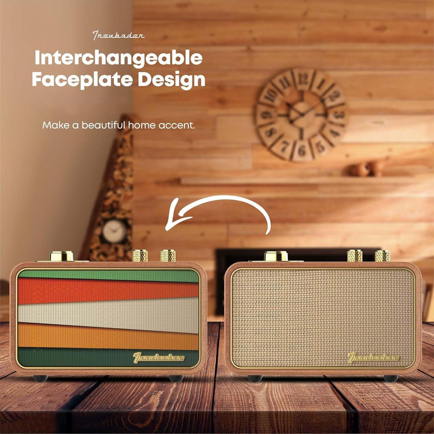 PARLANTE PORTÁTIL BLUETOOTH TRENBADER RETRO MADERA CON RADIO AM/FM - 4