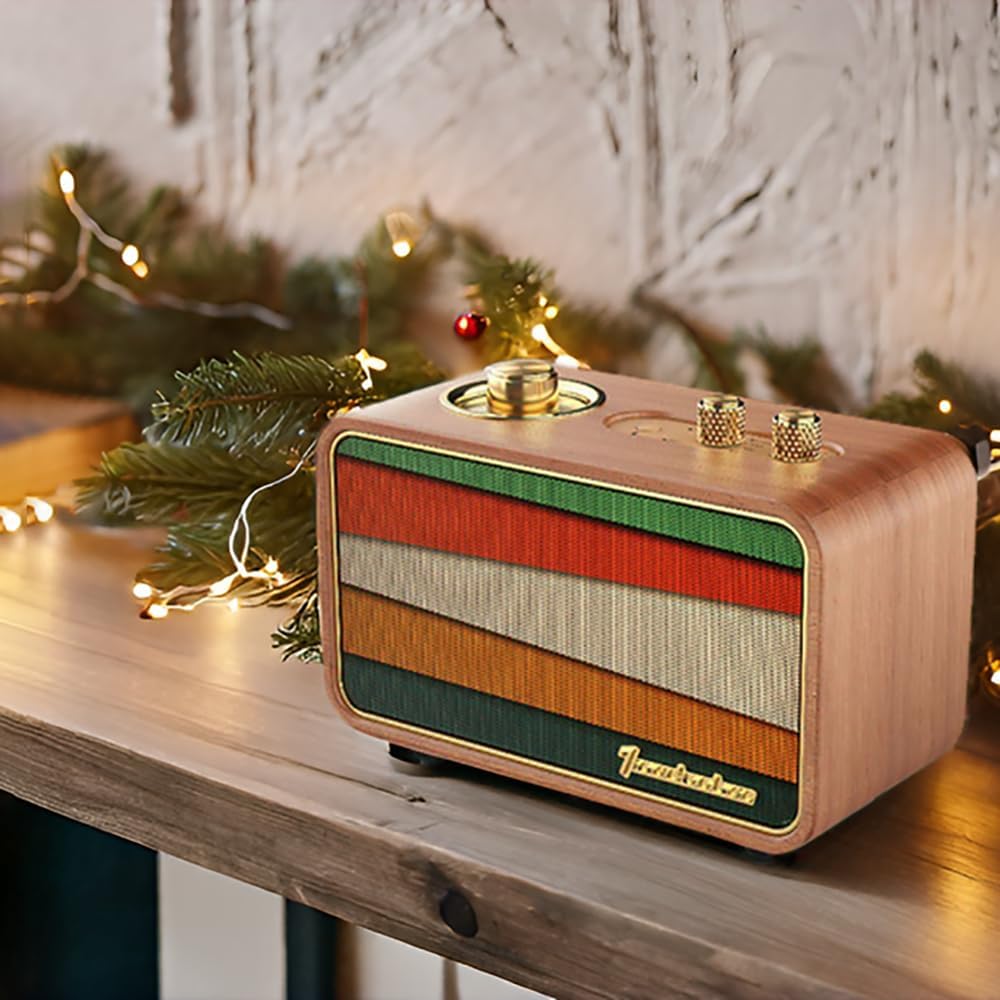 PARLANTE PORTÁTIL BLUETOOTH TRENBADER RETRO MADERA CON RADIO AM/FM - 5