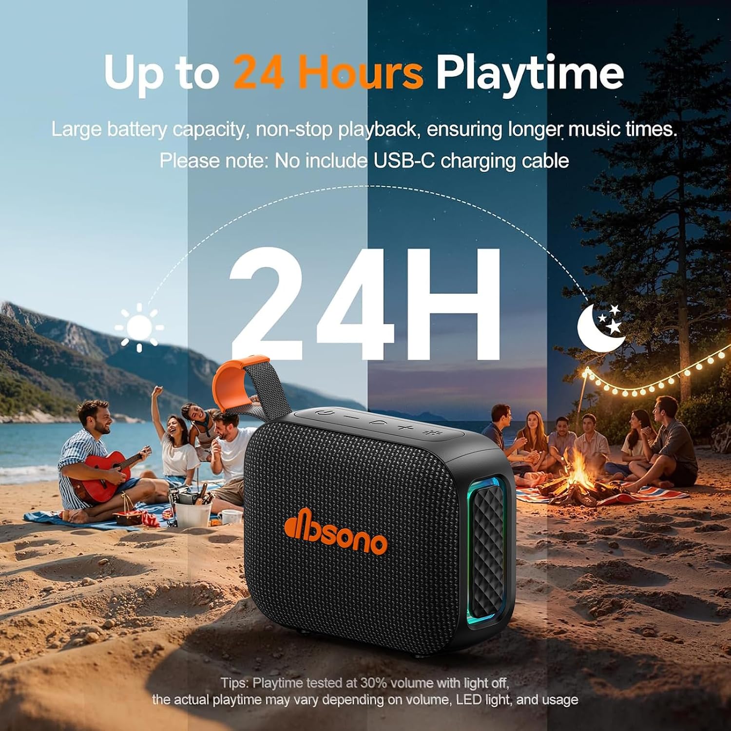 PARLANTE PORTÁTIL BLUETOOTH DBSONO IPX5 RESISTENTE AL AGUA NEGRO - 4