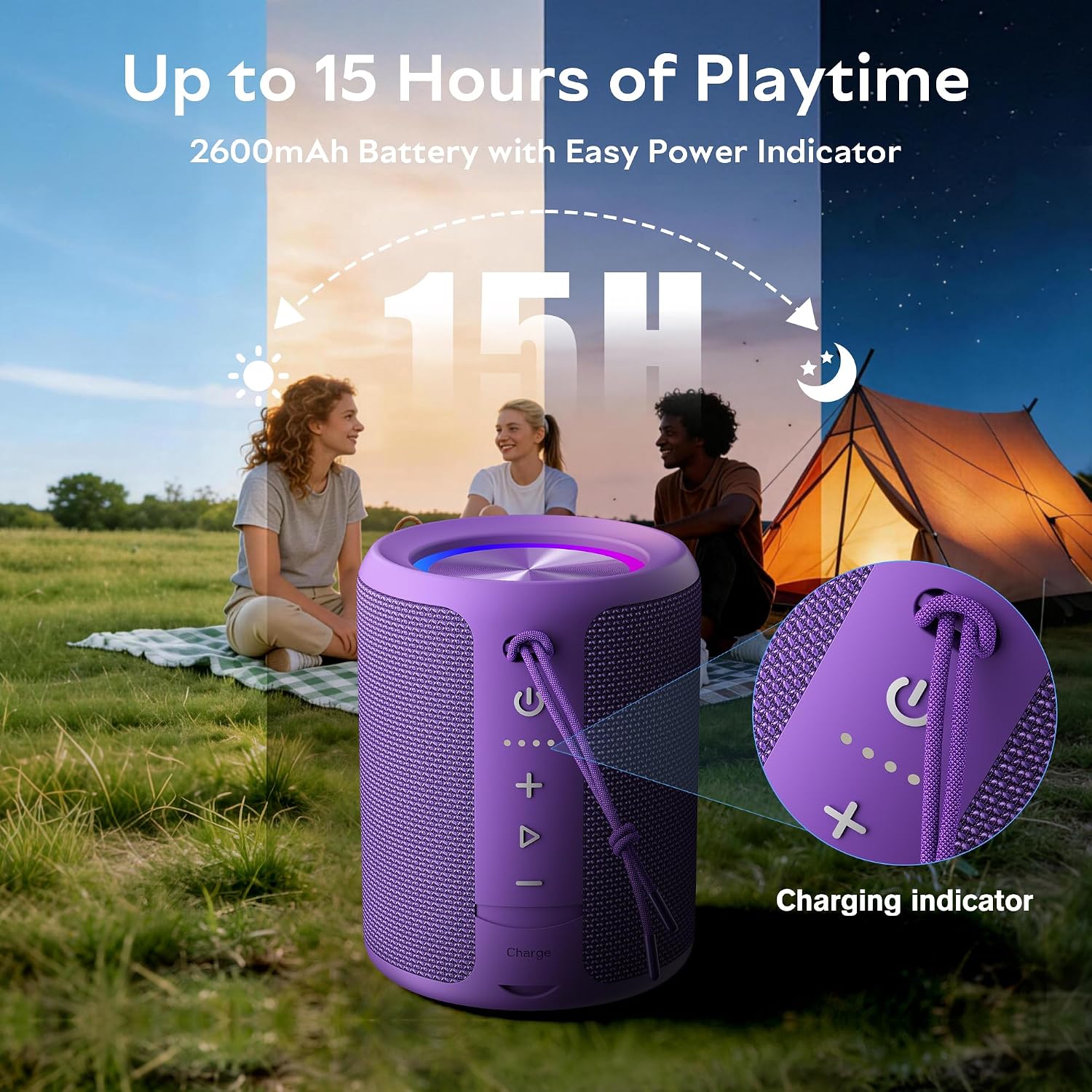 PARLANTE PORTÁTIL BLUETOOTH DUDGSIS IPX7 20W MORADO - 3