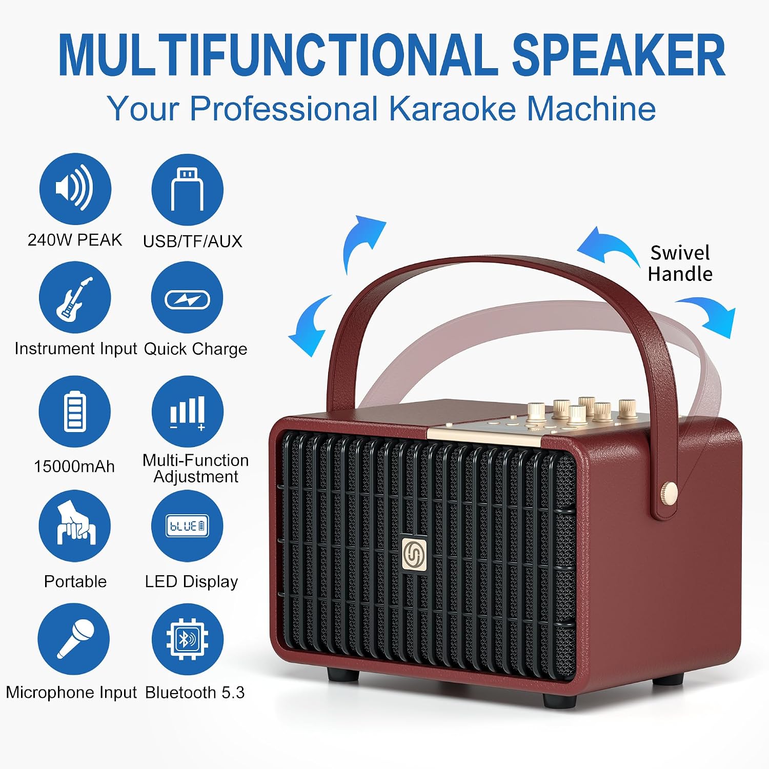 PARLANTE PORTÁTIL BLUETOOTH SUPNIU L300 240W BURDEO - 2