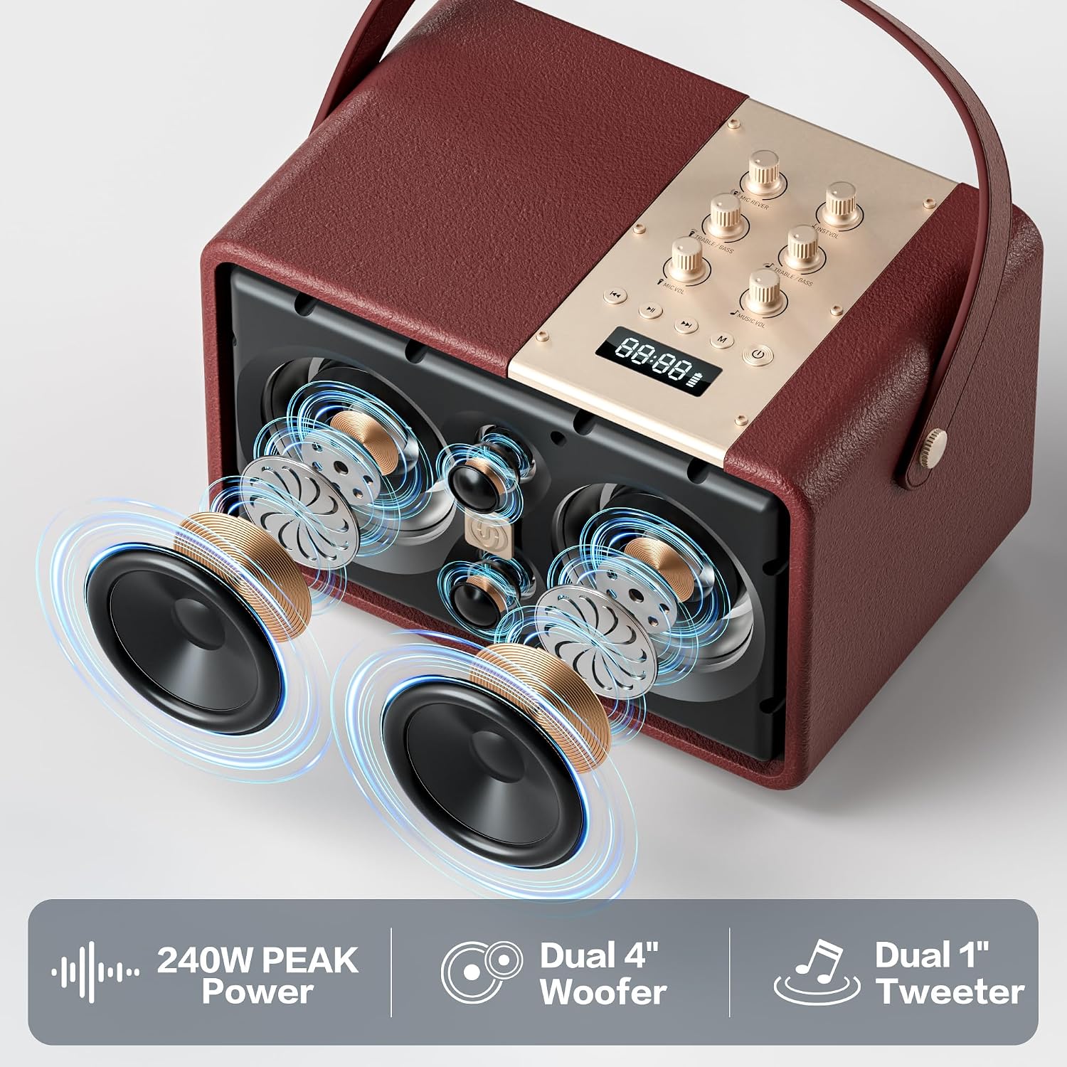 PARLANTE PORTÁTIL BLUETOOTH SUPNIU L300 240W BURDEO - 3
