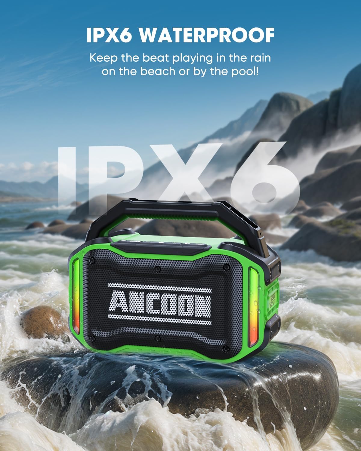 PARLANTE PORTÁTIL ANCOON BLUETOOTH 80W IPX6 VERDE - 3
