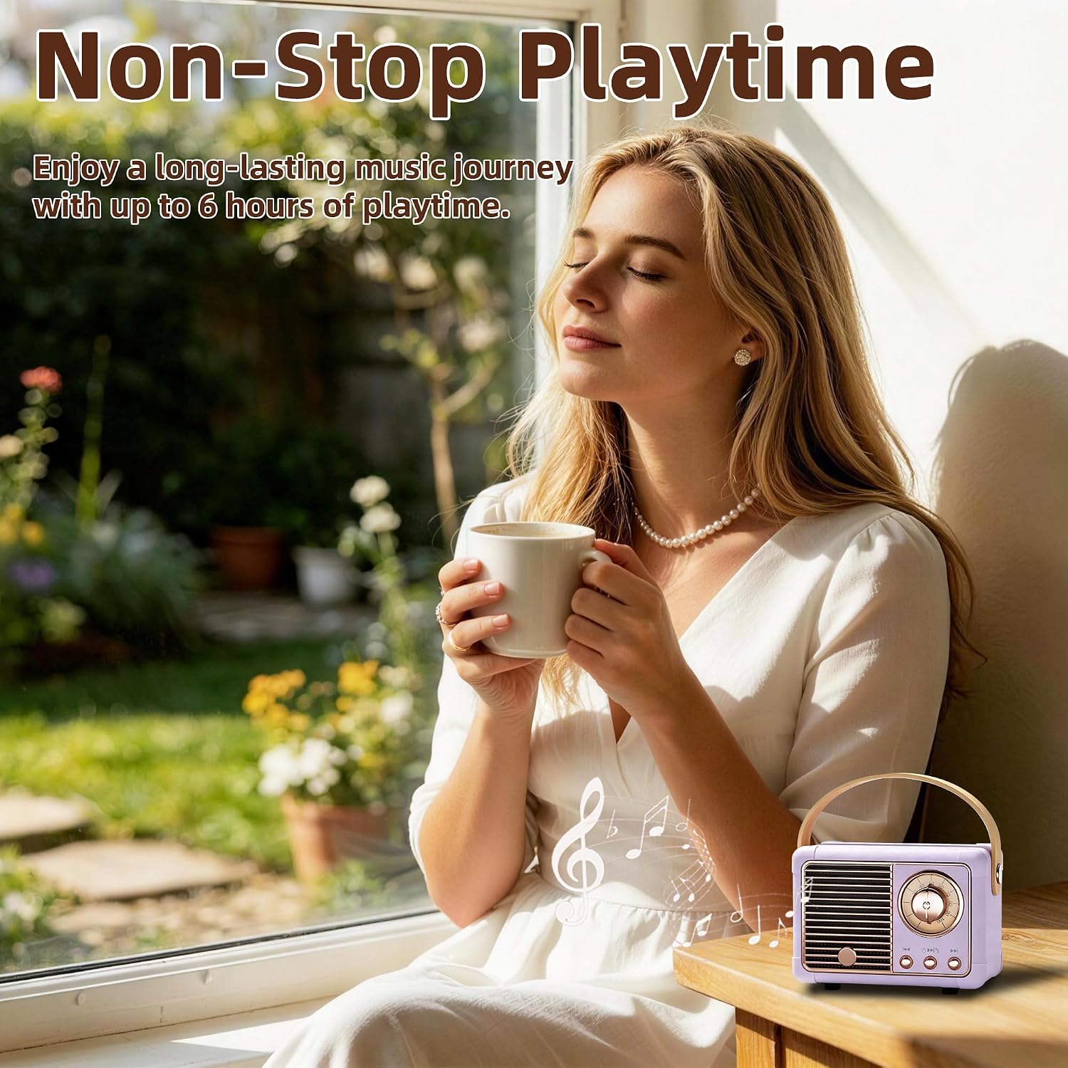 PARLANTE PORTÁTIL BAOLIRA RETRO BLUETOOTH MORADO - 4