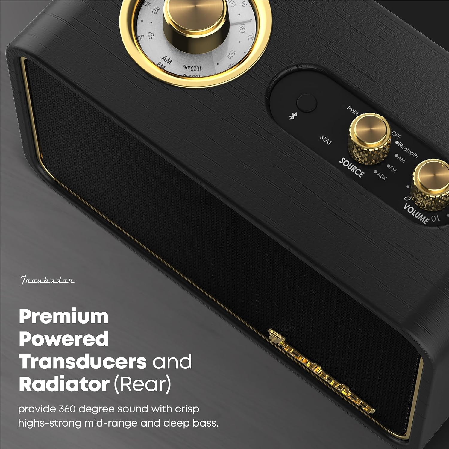 PARLANTE BLUETOOTH RETRO TRENBADER NEGRO - 3