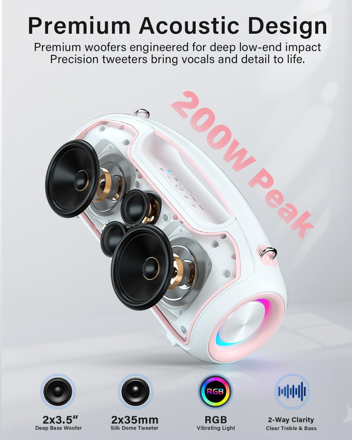 PARLANTE BLUETOOTH VUOPAX 200W PEAK PORTÁTIL CON BASS BOOST - 2