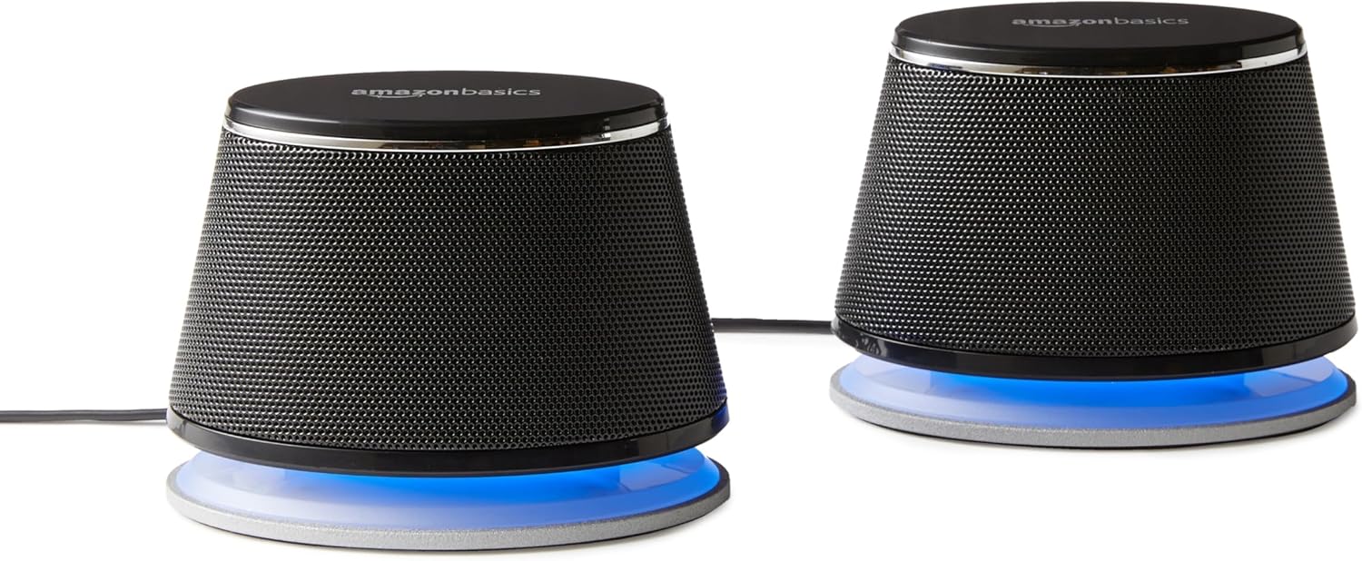 PARLANTES AMAZON BASICS STEREO 2.0 PARA PC O LAPTOP NEGRO - 1