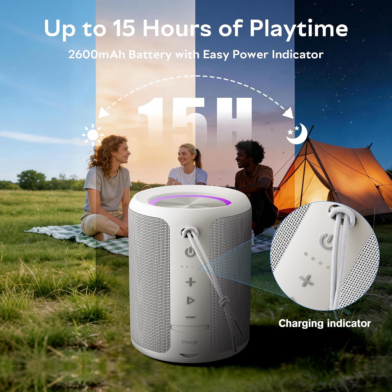 PARLANTE PORTÁTIL BLUETOOTH DUDGSIS IPX7 20W GRIS - 3