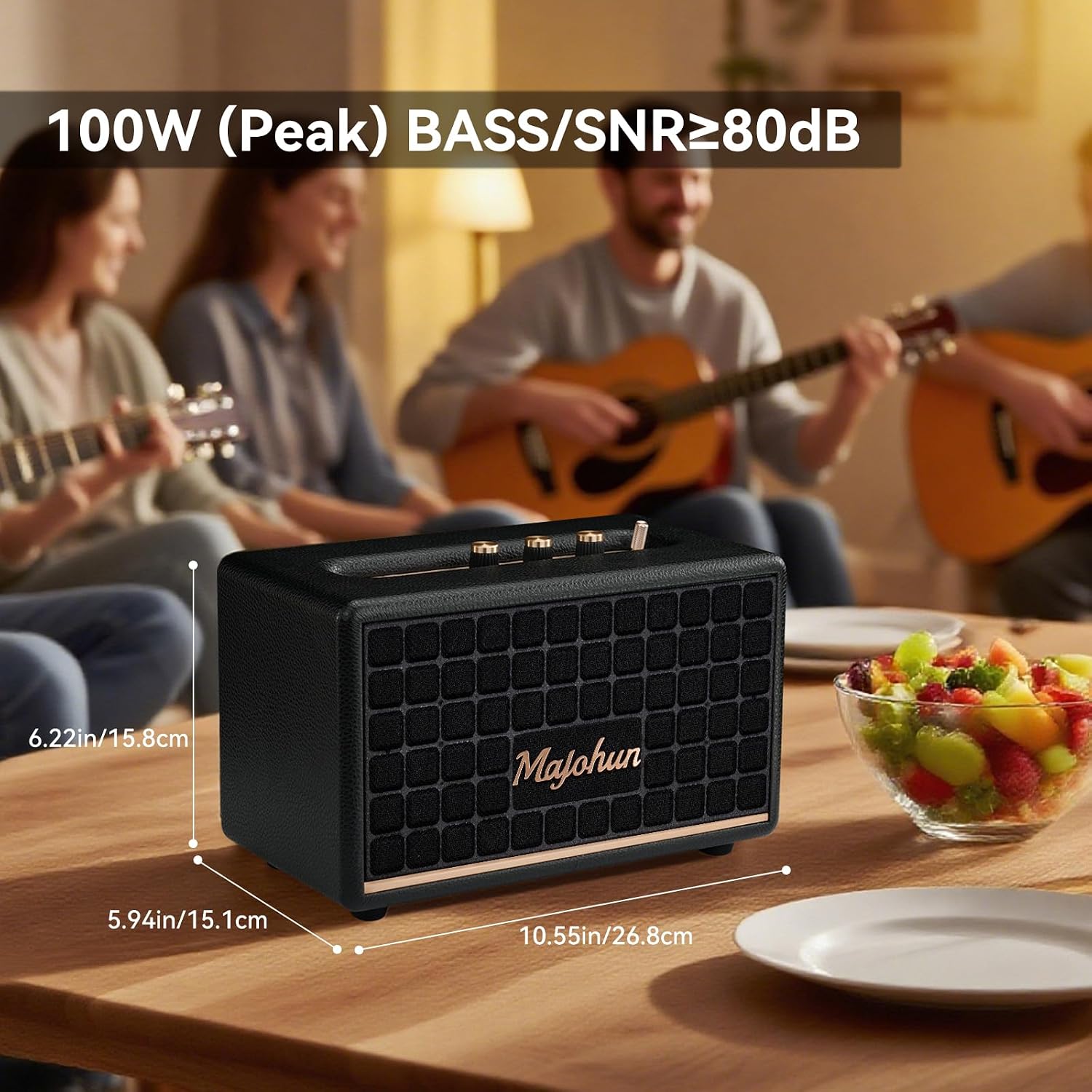 PARLANTE BLUETOOTH MAJOHUN VINTAGE 100W PICO NEGRO - 4
