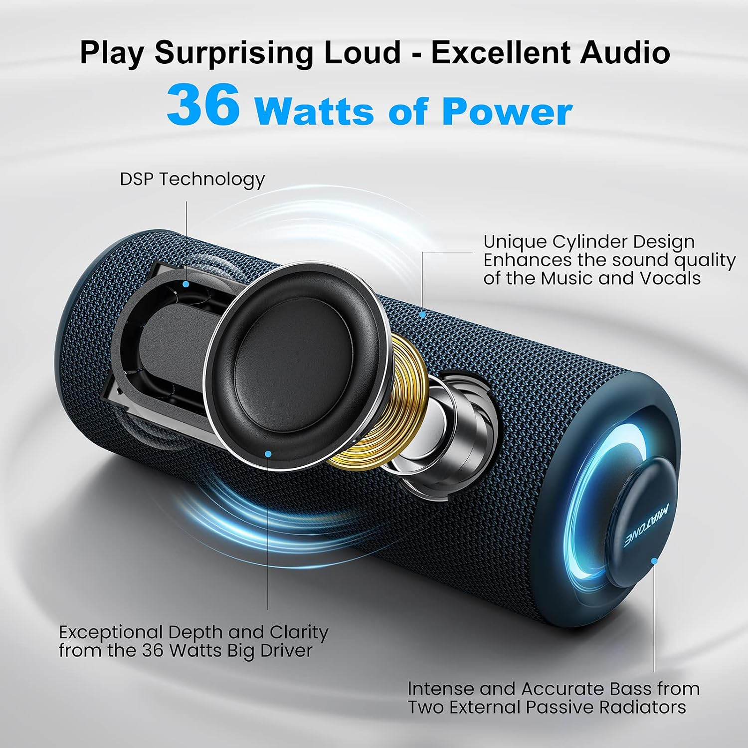 PARLANTE BLUETOOTH MIATONE BOOMPRO 36W AZUL - 2