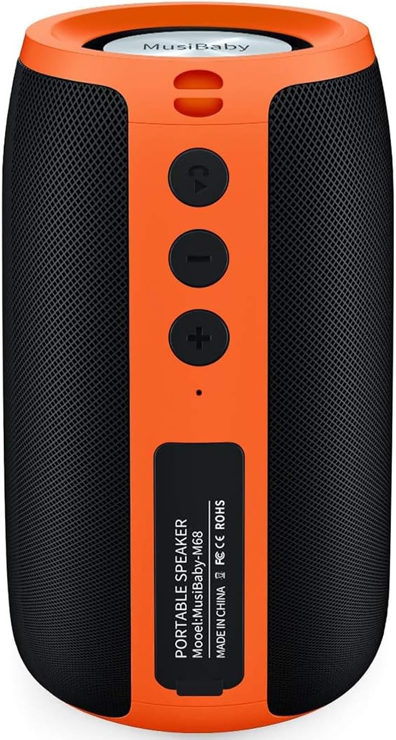 PARLANTE BLUETOOTH MUSIBABY M68 12W IPX5 NARANJA Y NEGRO - 1