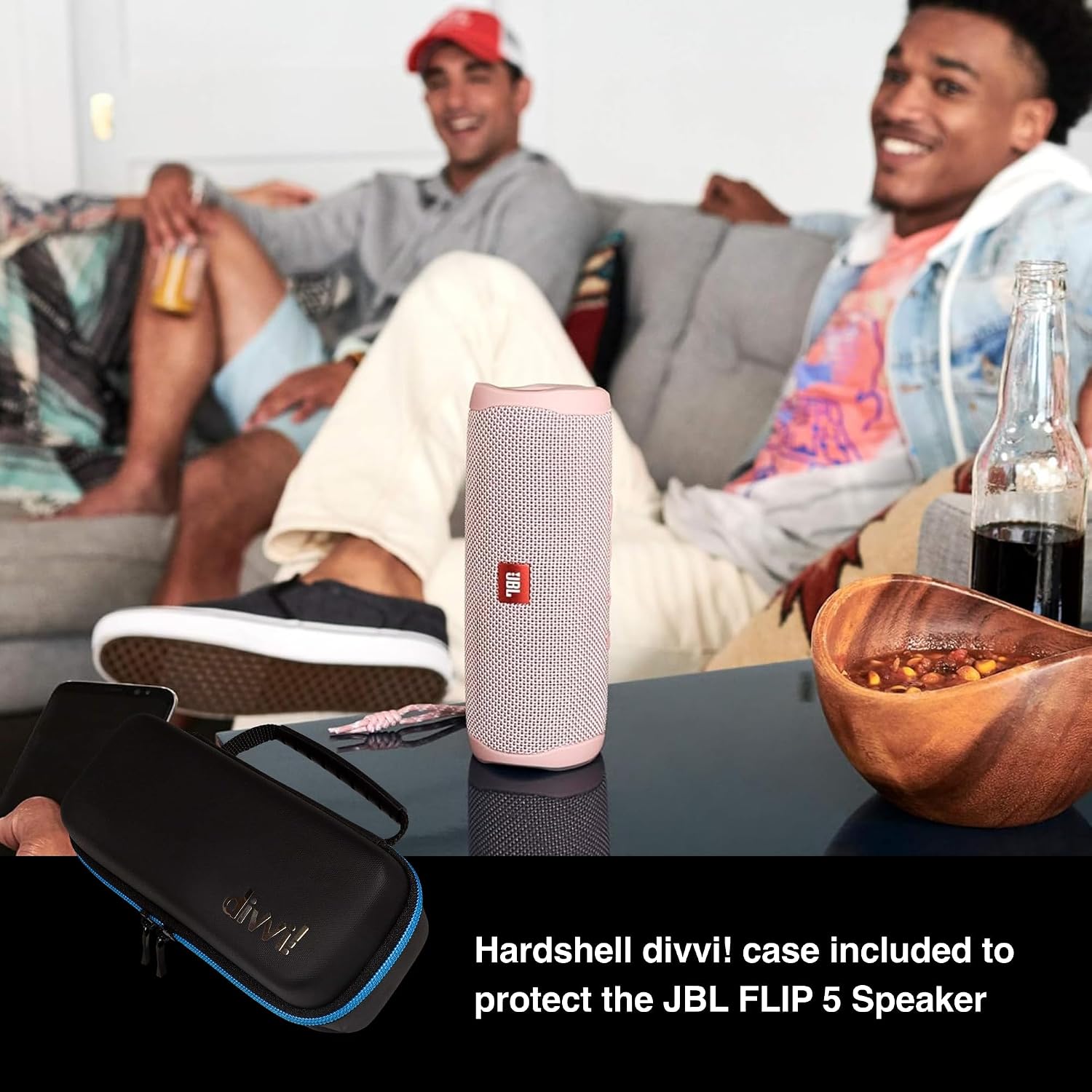 PARLANTE PORTÁTIL JBL FLIP 5 NEGRO CON ESTUCHE PROTECTOR DIVVI! - 2