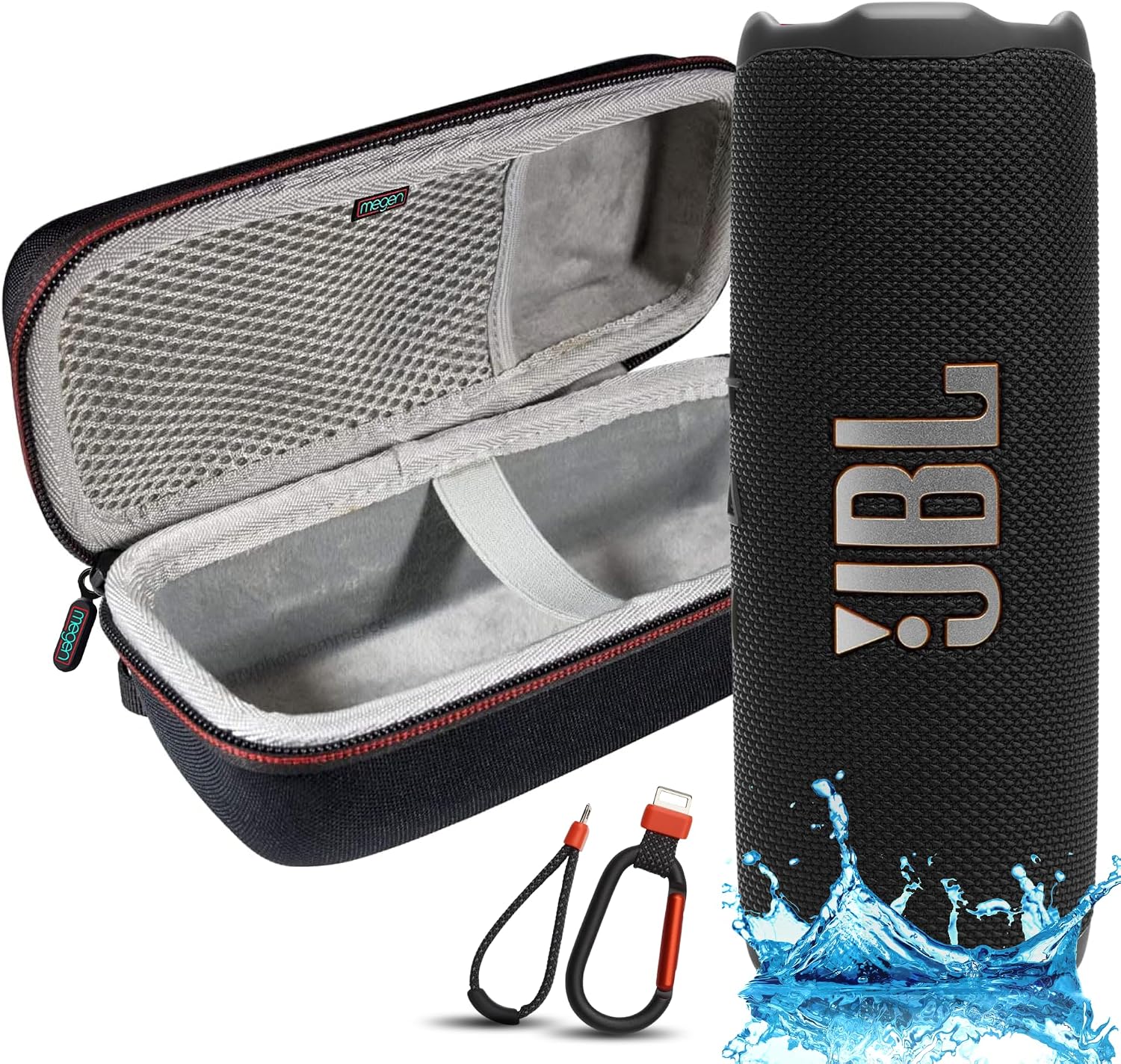 PARLANTE PORTÁTIL JBL FLIP 7 BLUETOOTH ROJO CON ESTUCHE PROTECTOR MEGEN - 5