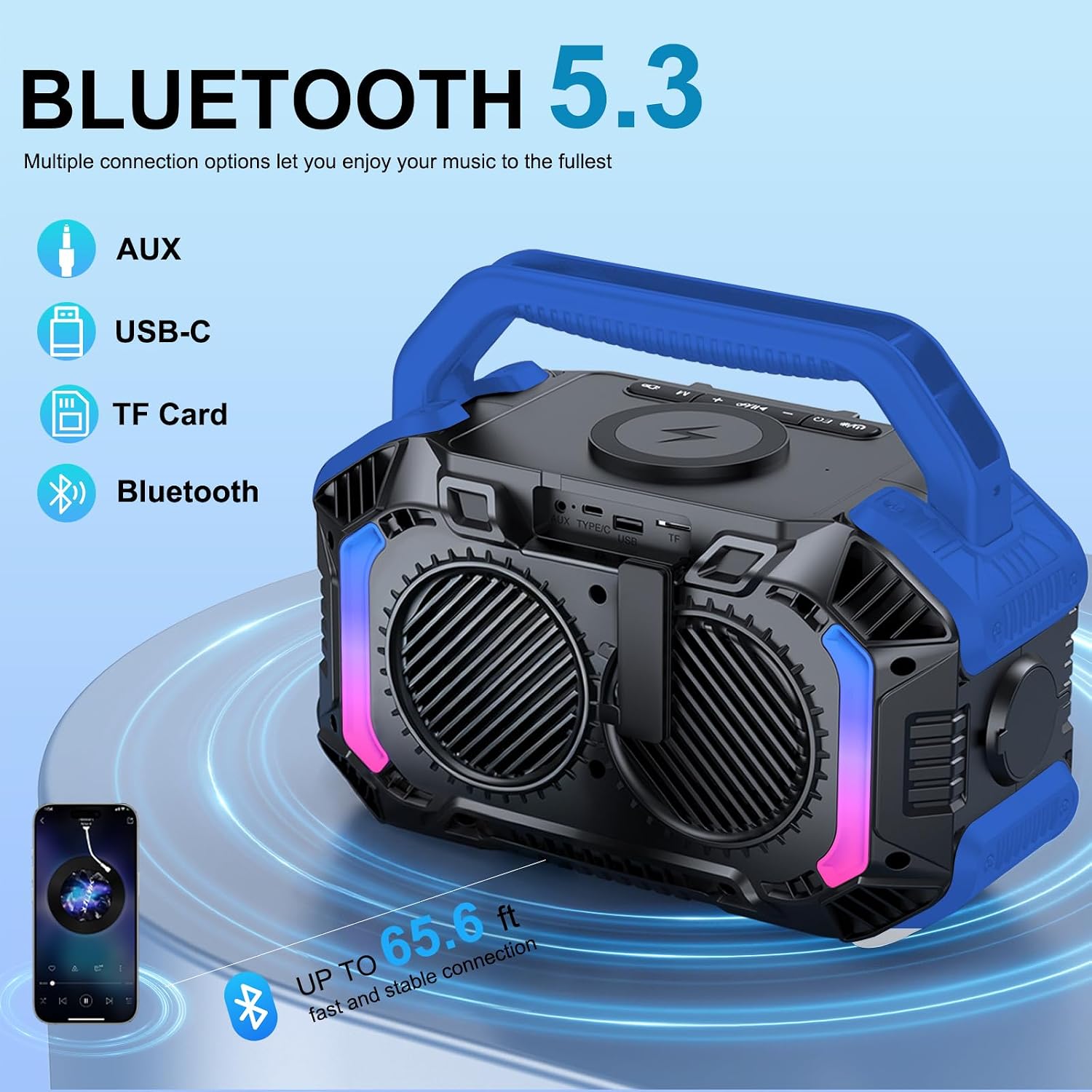 PARLANTE BLUETOOTH PORTÁTIL OMUCA 100W AZUL - 3