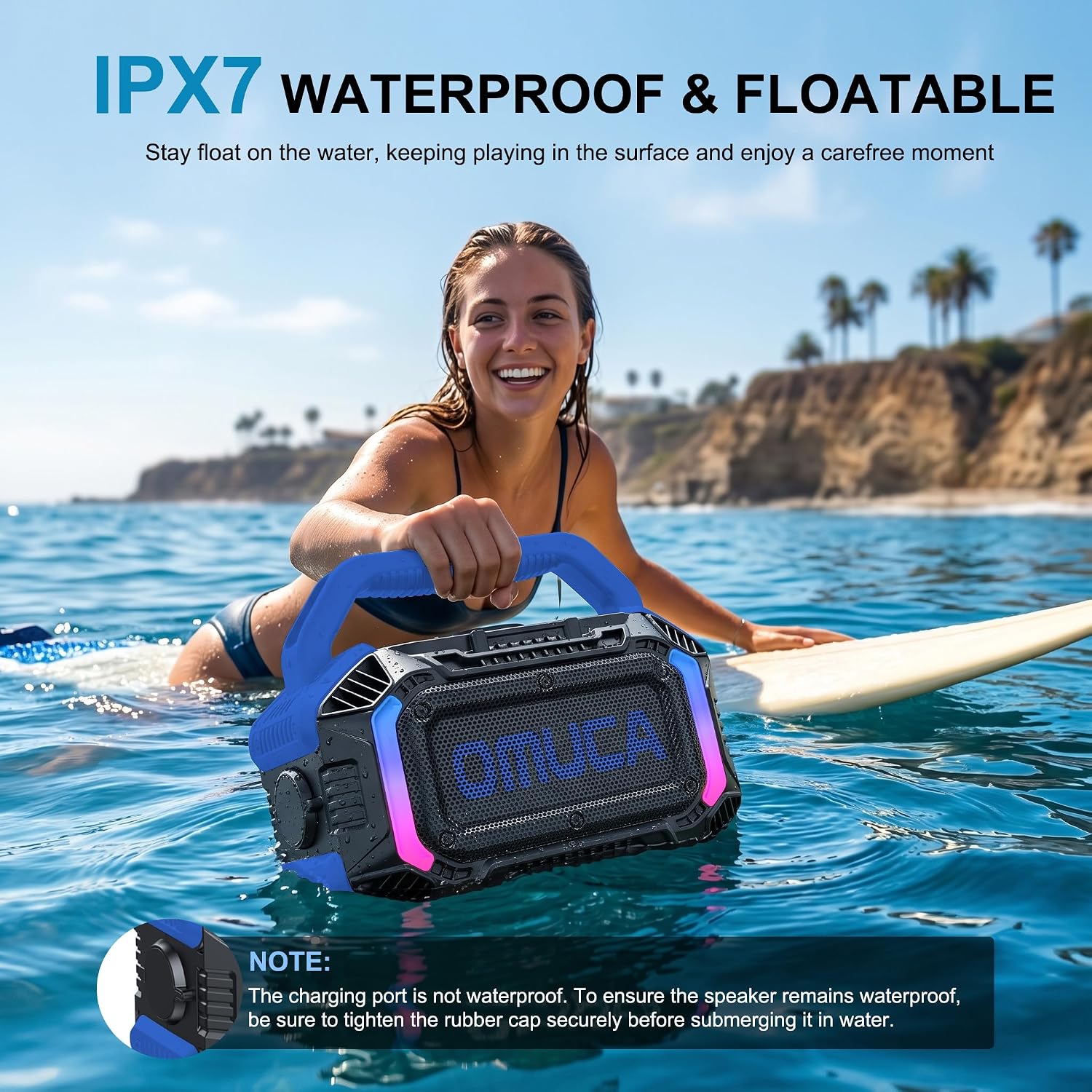 PARLANTE BLUETOOTH PORTÁTIL OMUCA 100W AZUL - 4
