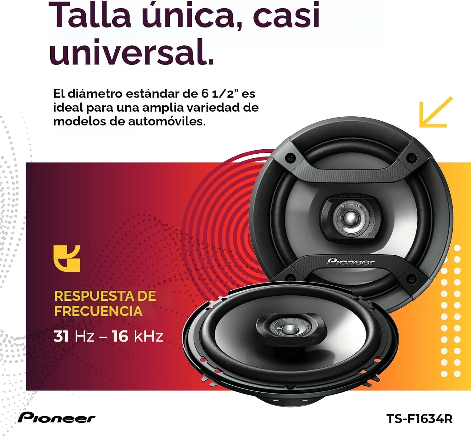 PARLANTES COAXIALES PARA AUTO PIONEER TS-F1634R 6.5 PULGADAS 200W - 5