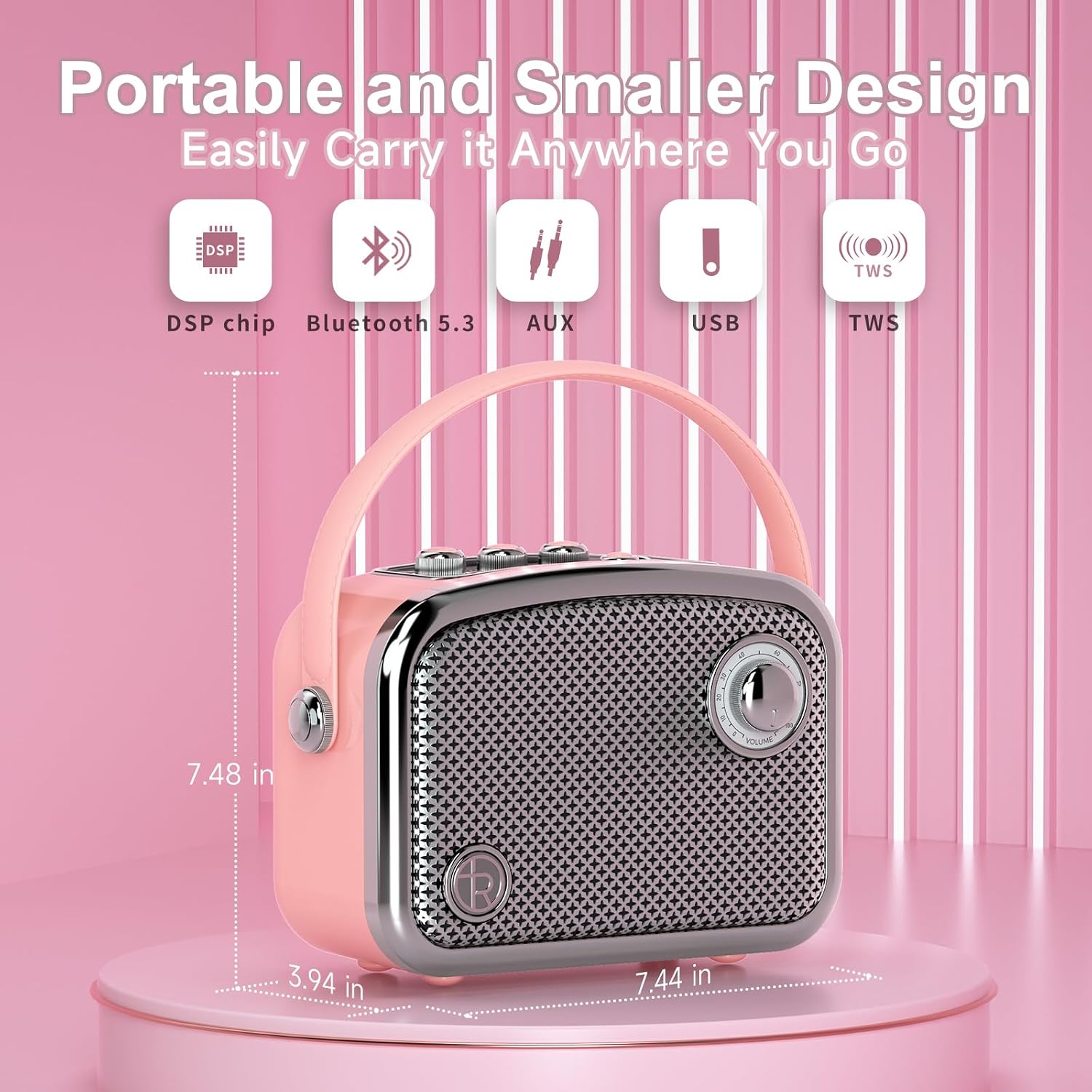 PARLANTE BLUETOOTH TOMPROAD L10 40W ROSA - 3
