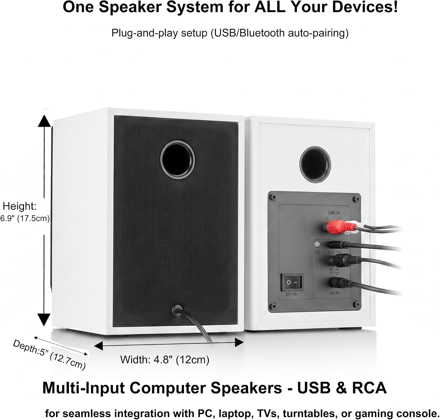 PARLANTES DE COMPUTADORA NSY AUDIO MODELO UL0DLY0001 BLANCO - 5