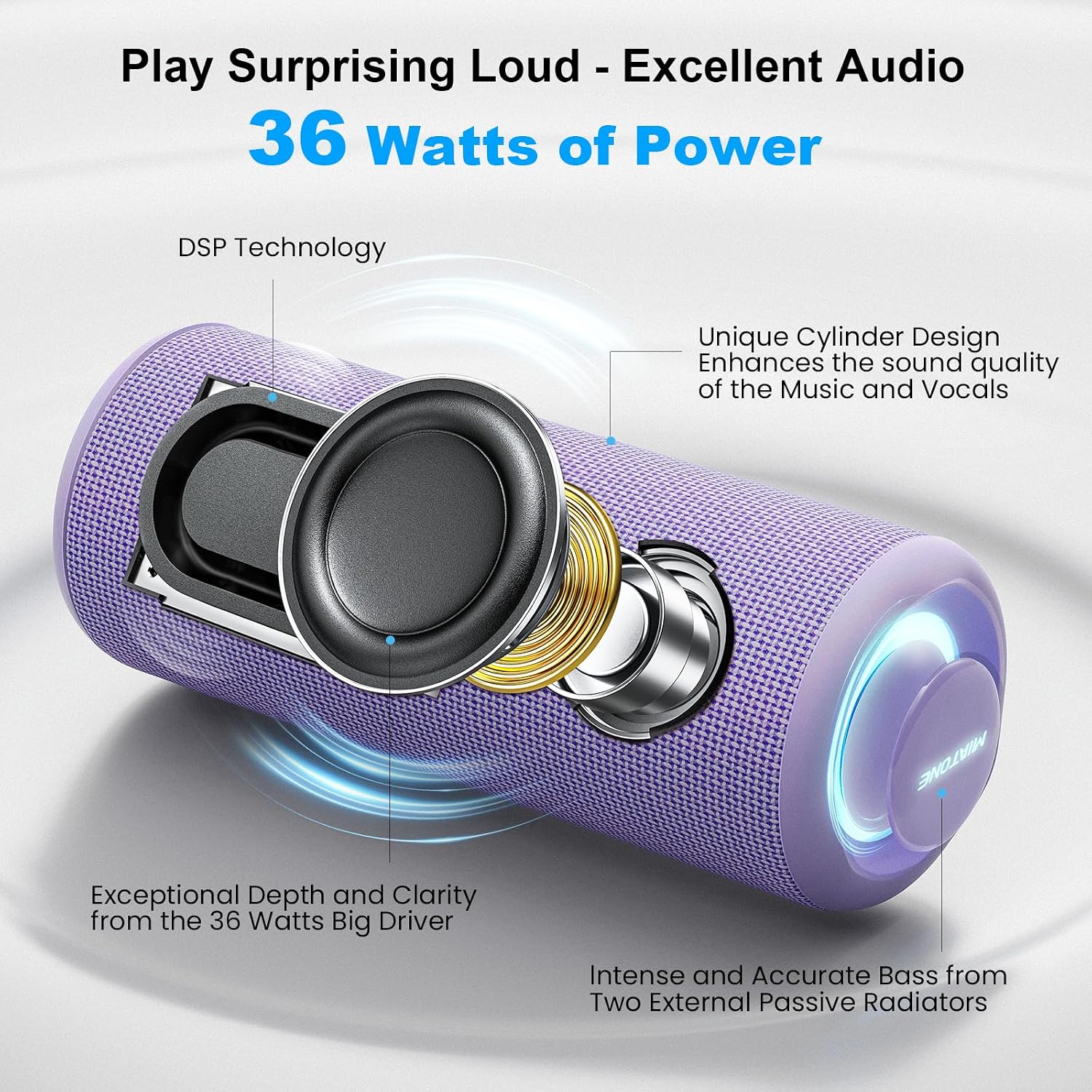PARLANTE BLUETOOTH MIATONE BOOMPRO 36W MORADO - 2