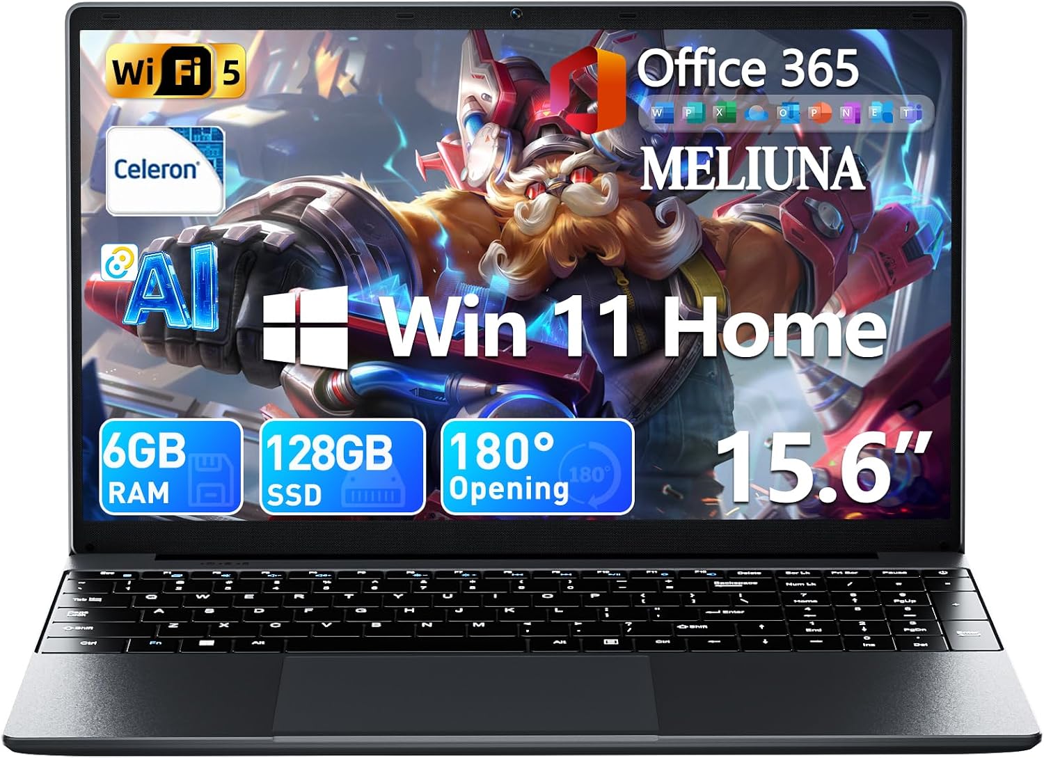 LAPTOP MELIUNA 15.6' AI, 6GB RAM, 128GB SSD, WINDOWS 11 - 1