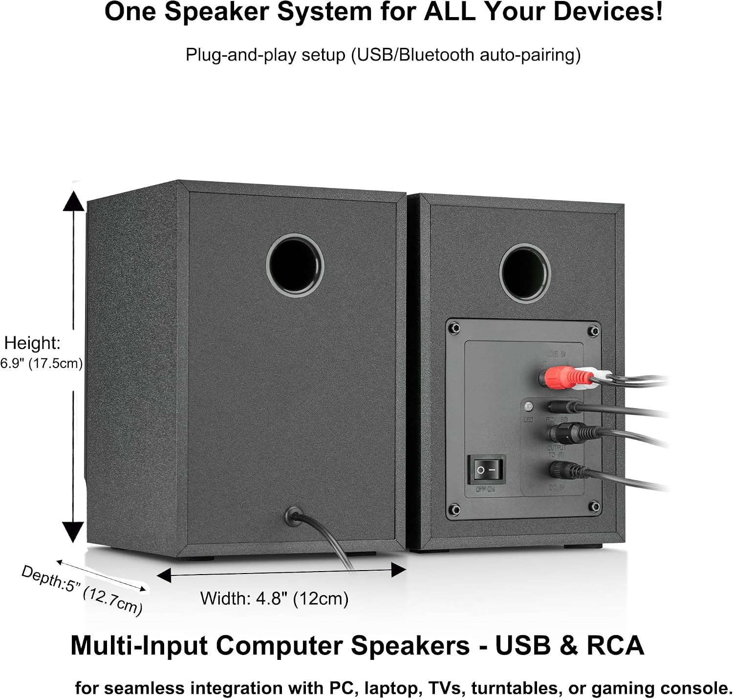 PARLANTES ACTIVOS PARA PC NSY AUDIO 60W BLUETOOTH NEGRO - 4