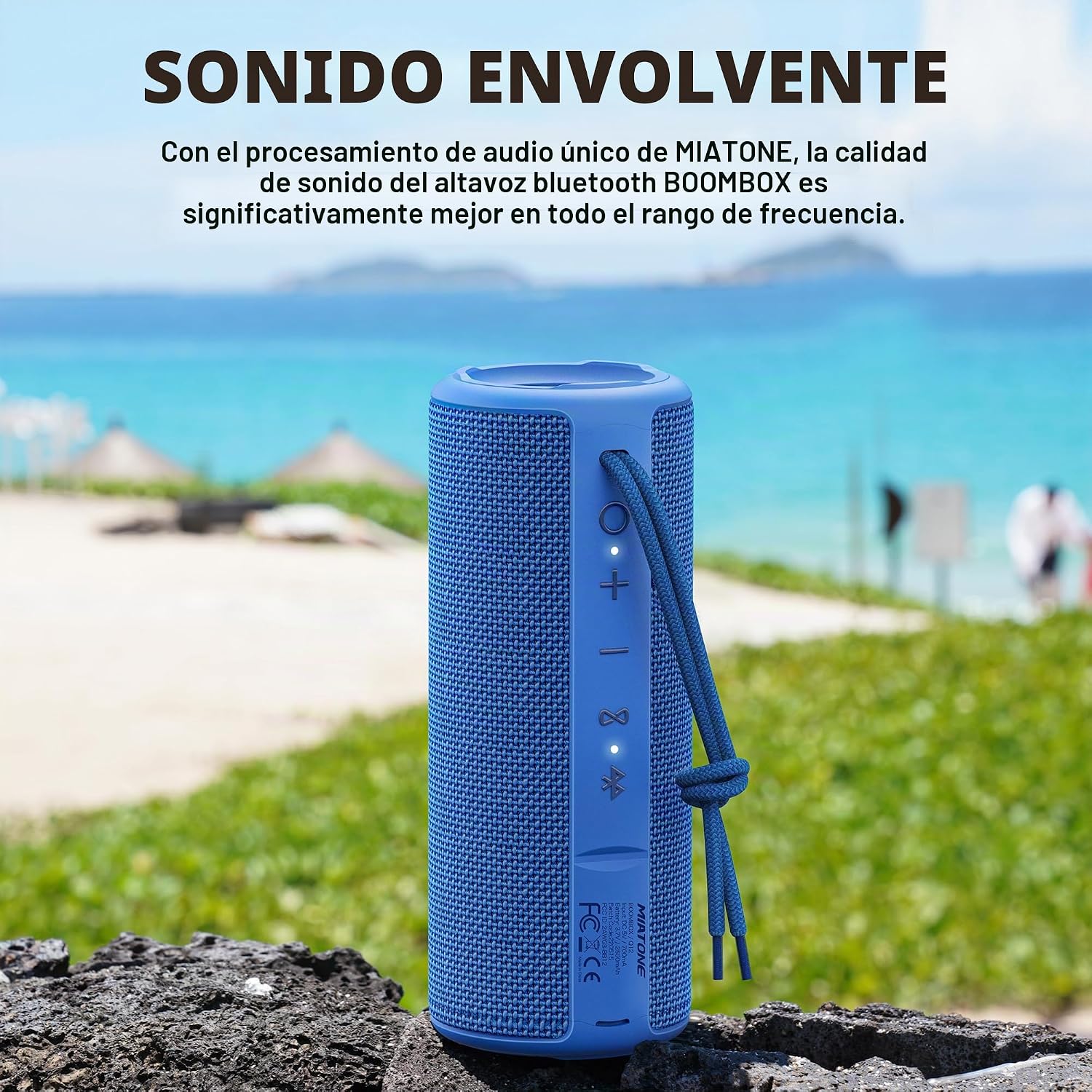 PARLANTE PORTÁTIL MIATONE BOOMBOX BLUETOOTH RESISTENTE AL AGUA AZUL - 2