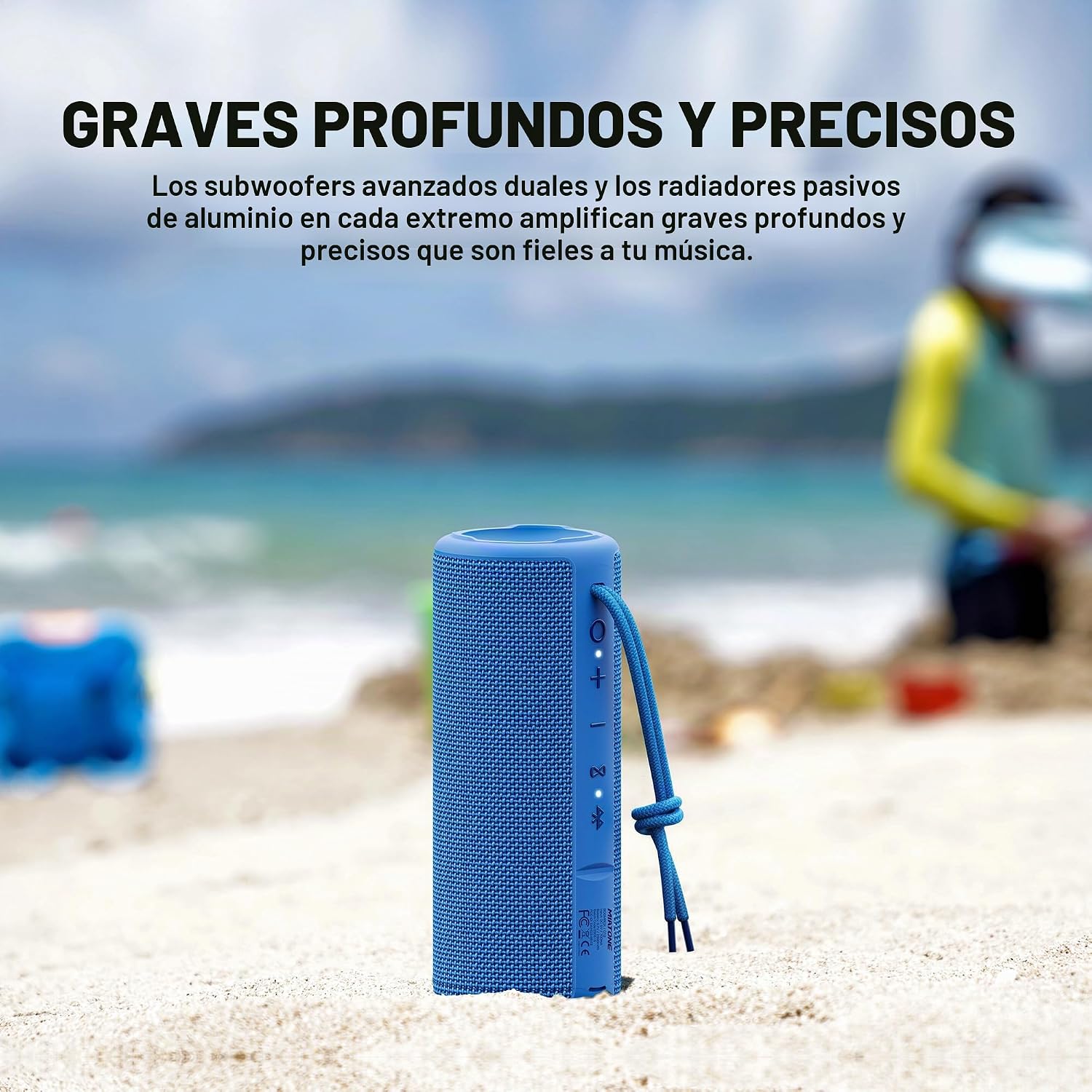 PARLANTE PORTÁTIL MIATONE BOOMBOX BLUETOOTH RESISTENTE AL AGUA AZUL - 4