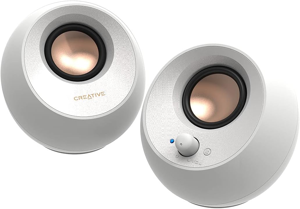 PARLANTES DE ESCRITORIO CREATIVE PEBBLE V3 2.0 BLUETOOTH 5.0 BLANCO USB-C - 1