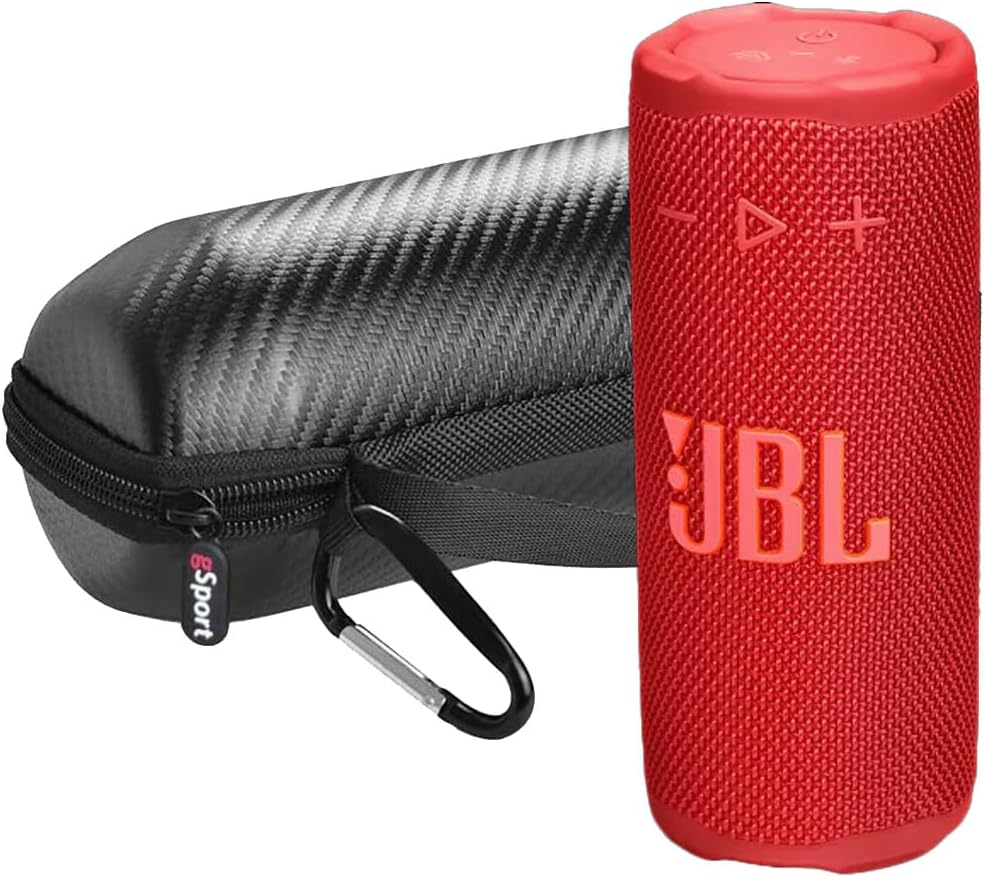 PARLANTE PORTÁTIL JBL GRIP BLUETOOTH CON ESTUCHE GSPORT FIBRA DE CARBONO ROJO - 1