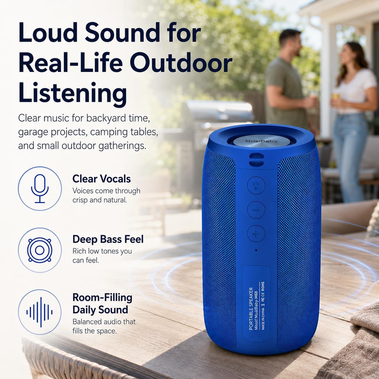 PARLANTE PORTÁTIL MUSIBABY M68 BLUETOOTH AZUL - 3